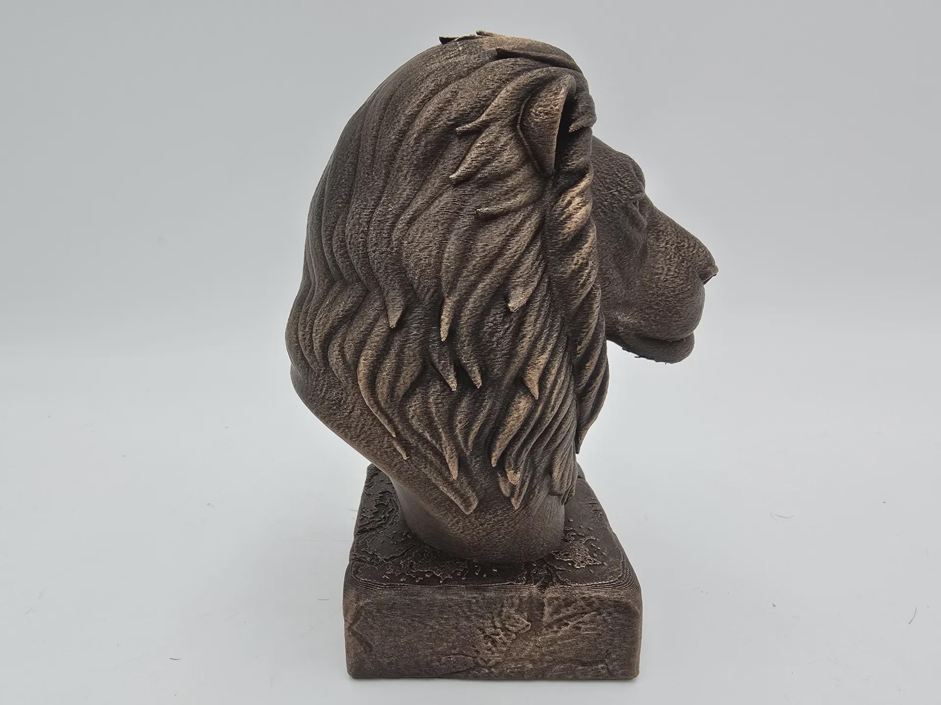 Bust of a lion wild life statue - home decor lover gift for him her handpainted ornament