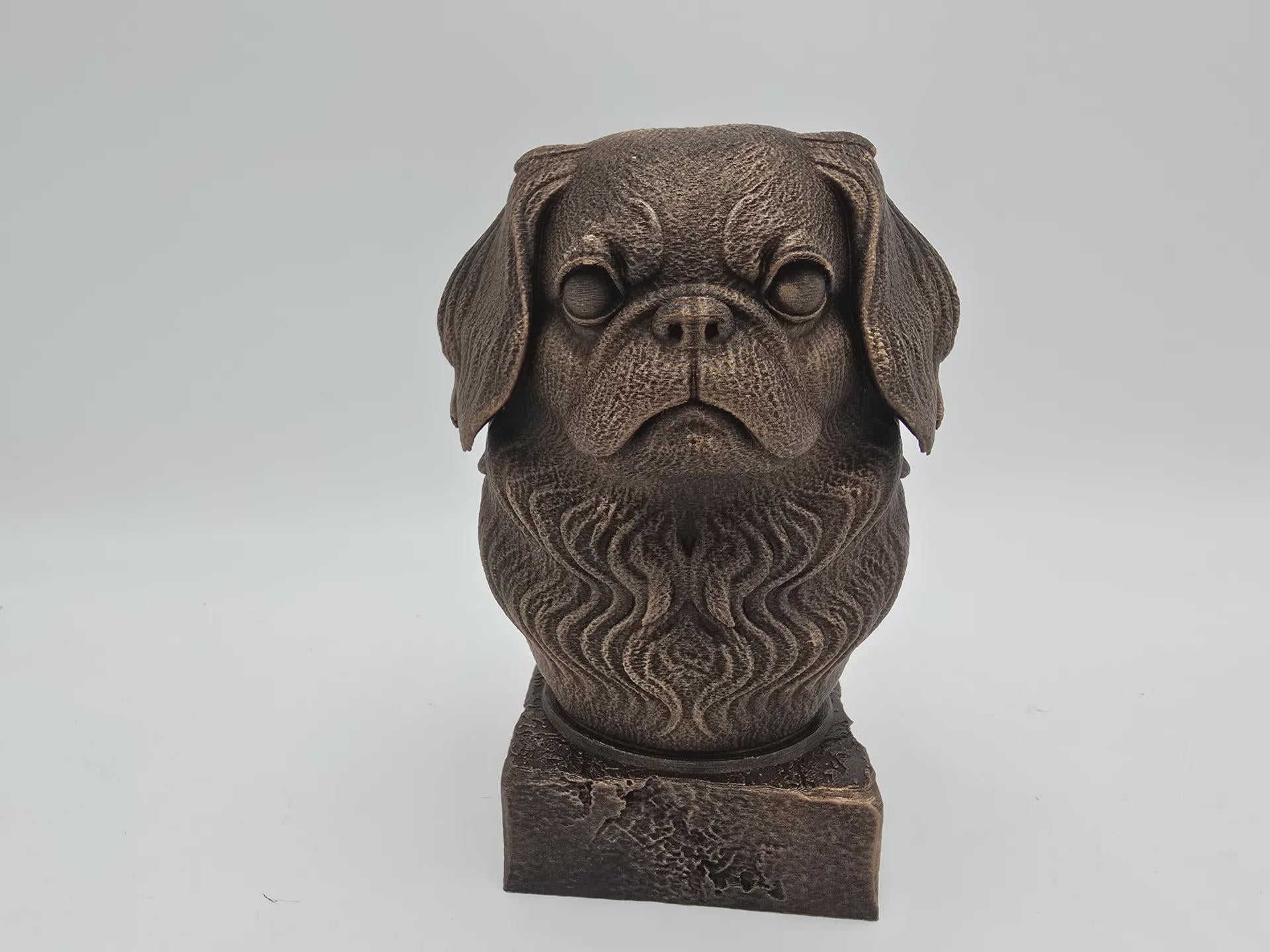 Bust of a japanese chin bust dog statue - home decor dog lover handpainted ornament