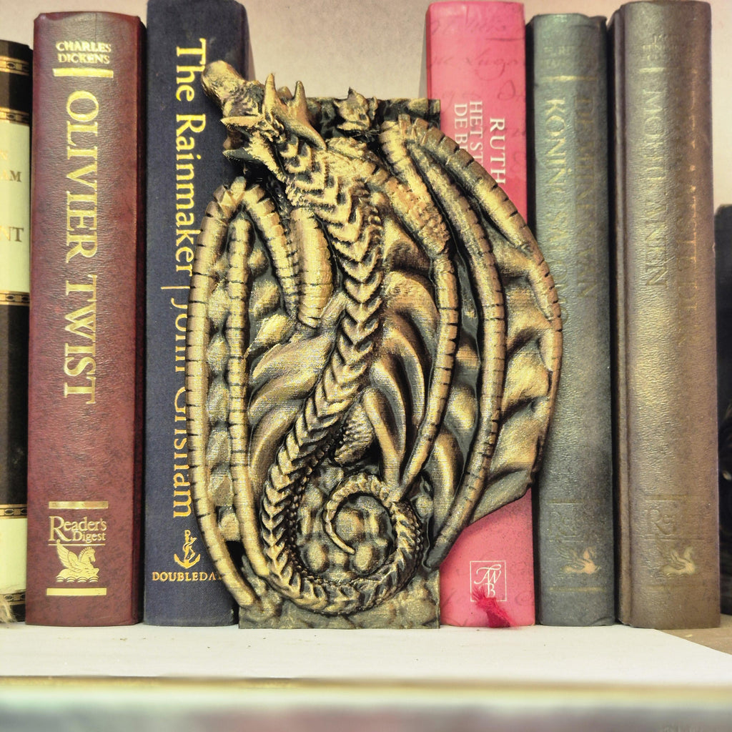 Book nook Dragon wall sitting with storage box - bookshelf fantasy decor