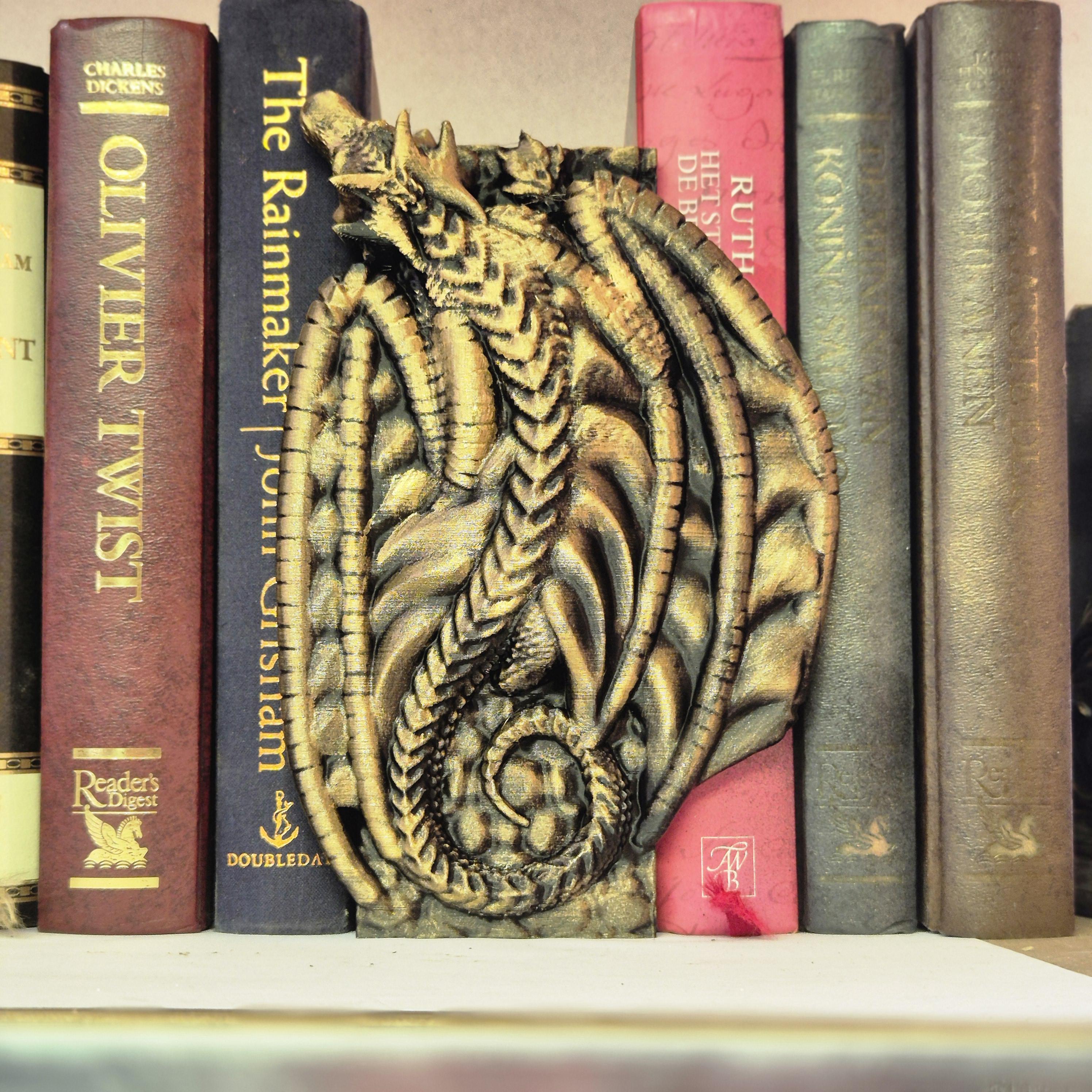 Book nook Dragon wall sitting with storage box - bookshelf fantasy decor
