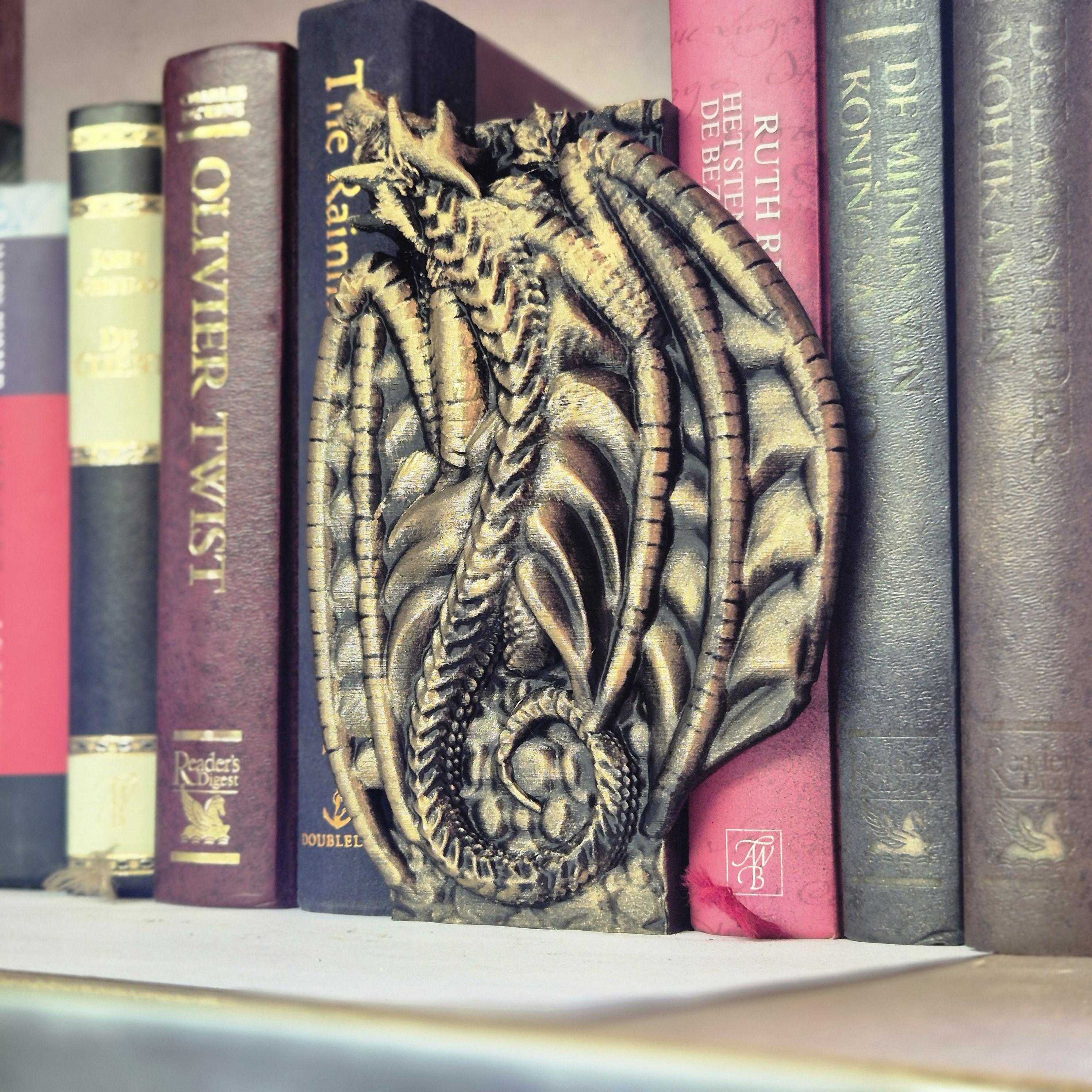 Book nook Dragon wall sitting with storage box - bookshelf fantasy decor