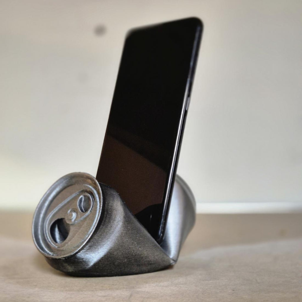 Crushed Can Phone Holder - Eco-Friendly and Quirky Desk Accessory