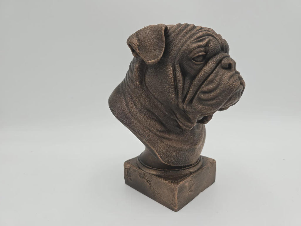 Bust of a English bulldog dog statue - home decor dog lover handpainted ornament