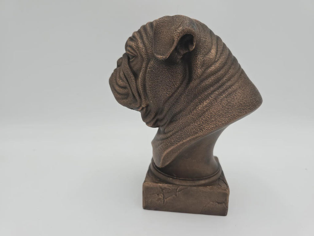 Bust of a English bulldog dog statue - home decor dog lover handpainted ornament