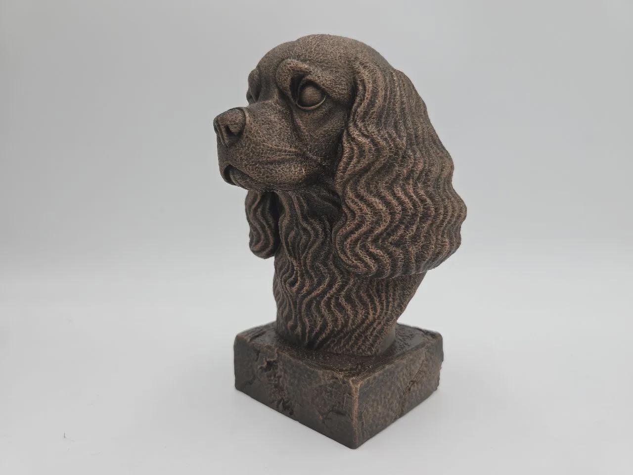 Bust of a Cavalier king dog statue - home decor dog lover handpainted ornament
