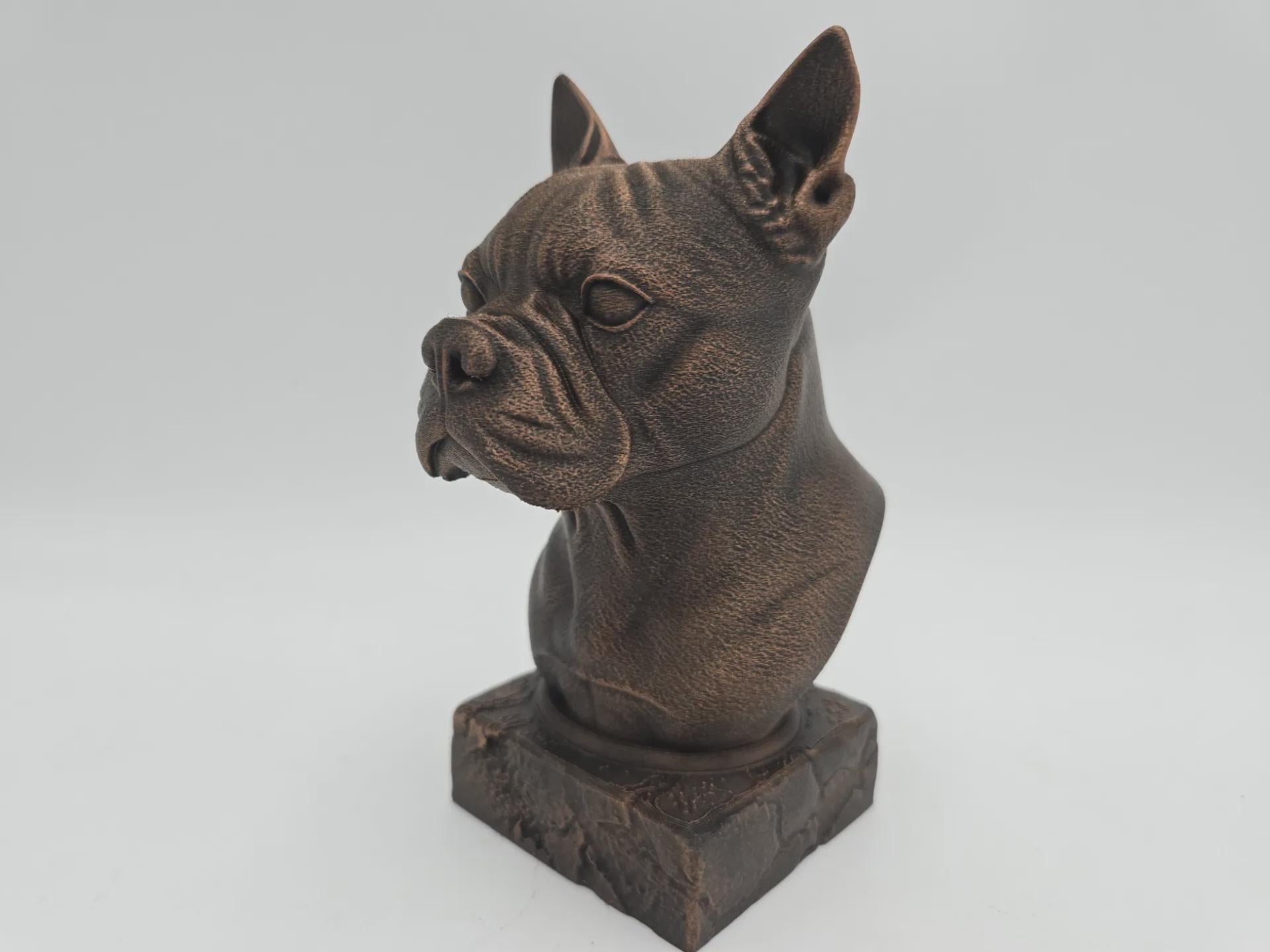 Bust of a boston terrier dog statue - home decor dog lover handpainted ornament