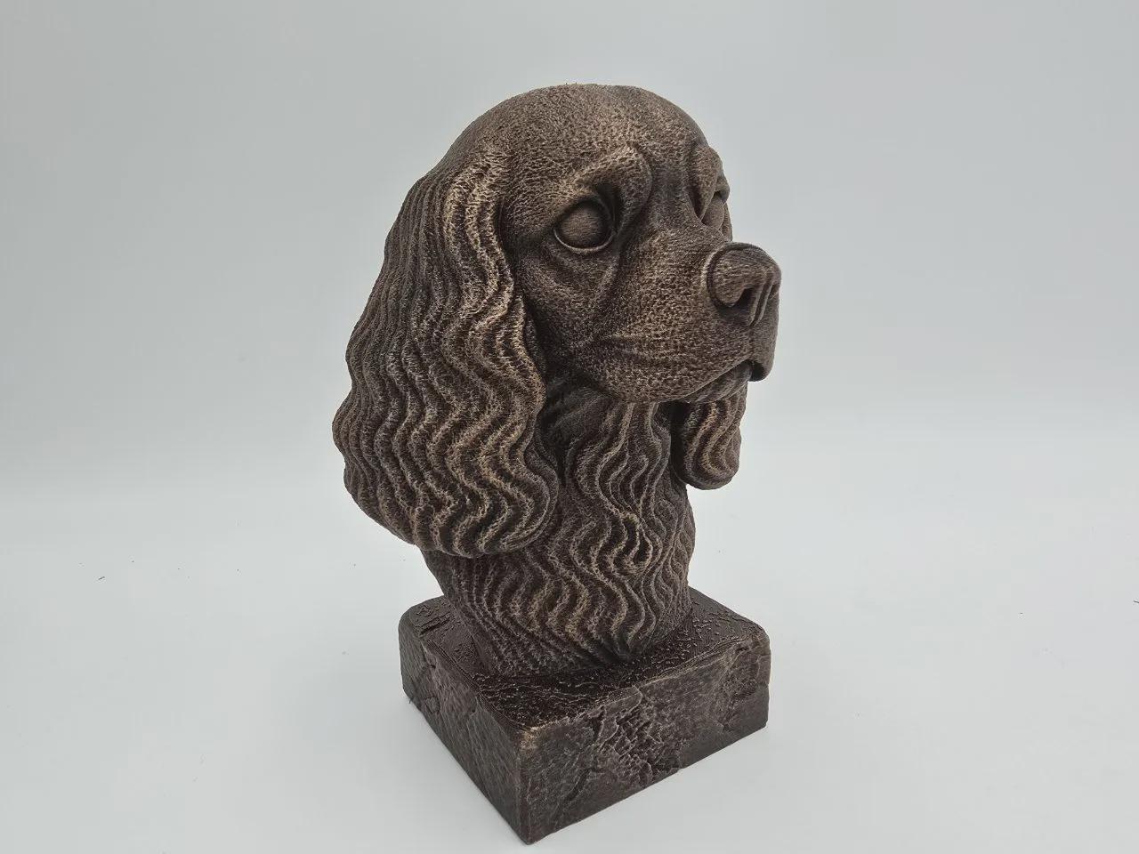 Bust of a Cavalier king dog statue - home decor dog lover handpainted ornament