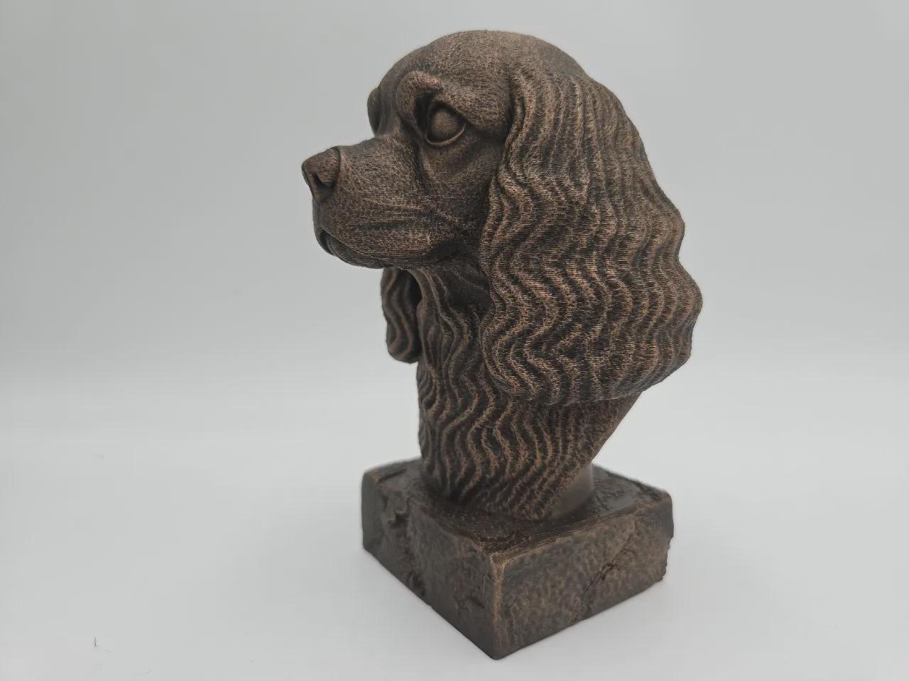 Bust of a Cavalier king dog statue - home decor dog lover handpainted ornament