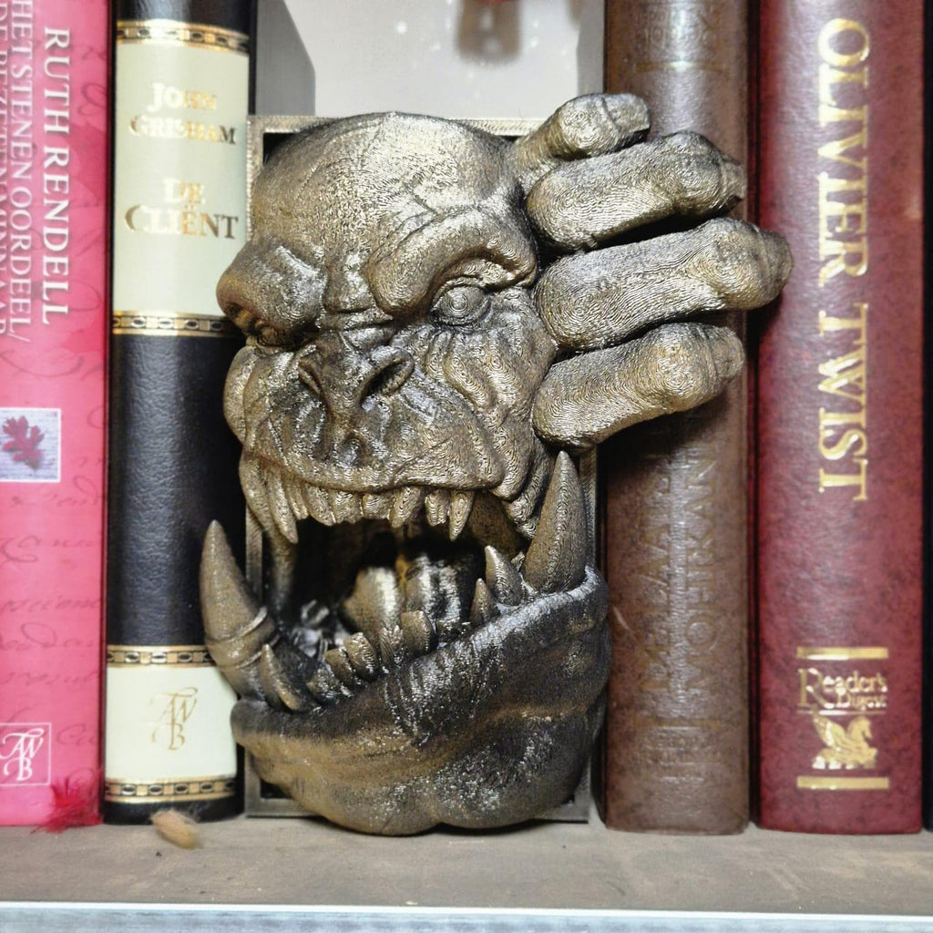 Orc Book Nook - 3D Printed Orc Warrior for Fantasy Bookshelves