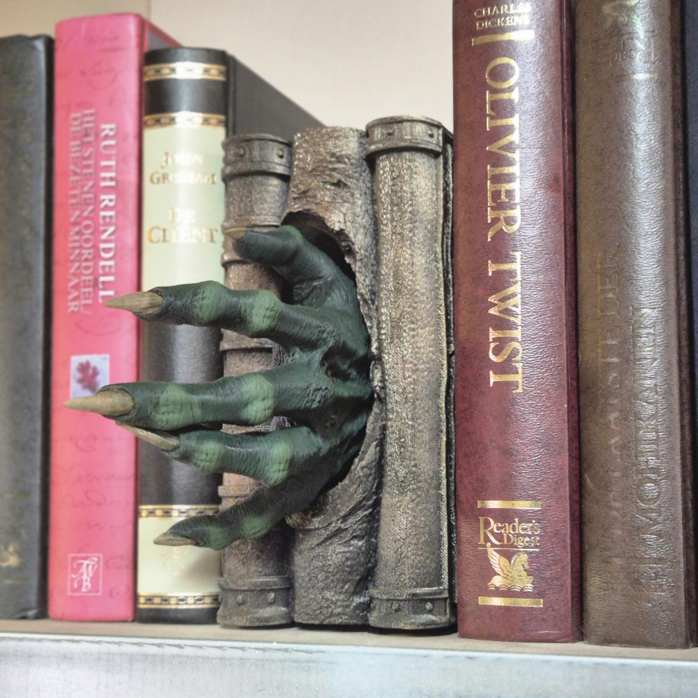 Zombie Hand Book Nook: Terror Emerging from the Shelves bookshelf decor