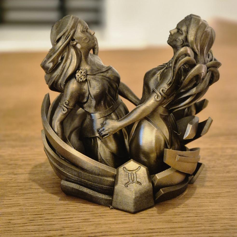 Elegant Gemini Zodiac Figurine - Handcrafted Astrology Art - birthday milestone gift
