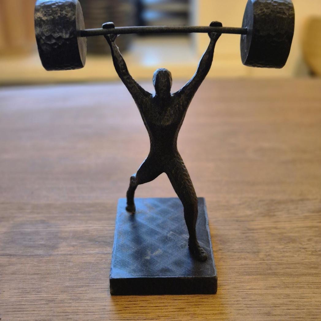 Unique Abstract Figurine - Weightlifter gift bookshelf home desk decor