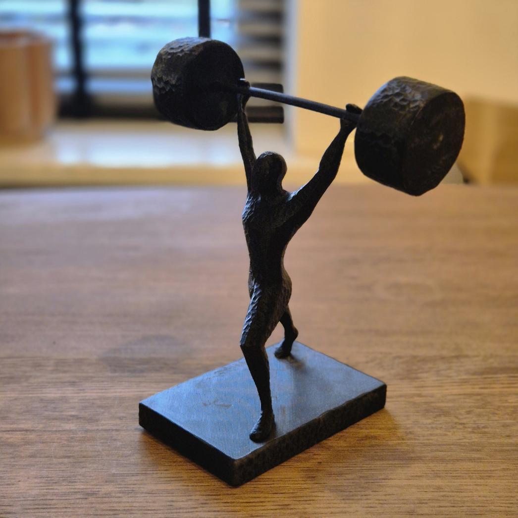 Unique Abstract Figurine - Weightlifter gift bookshelf home desk decor