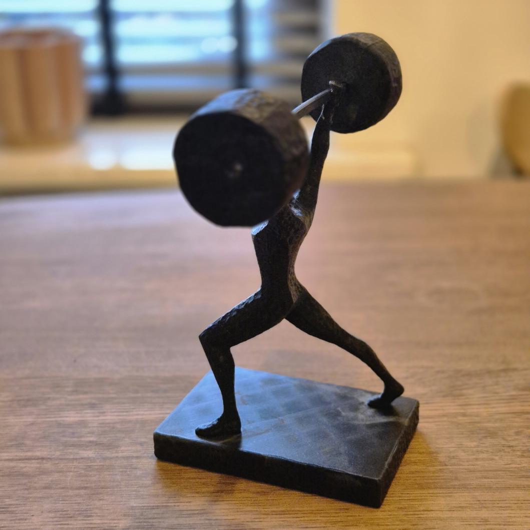 Unique Abstract Figurine - Weightlifter gift bookshelf home desk decor
