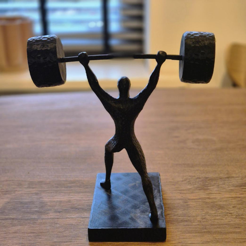Unique Abstract Figurine - Weightlifter gift bookshelf home desk decor