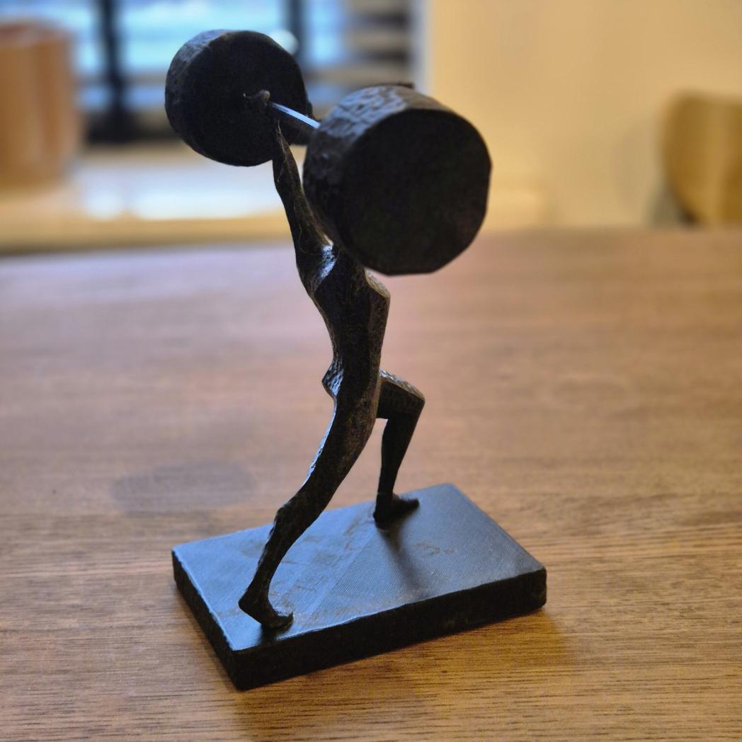 Unique Abstract Figurine - Weightlifter gift bookshelf home desk decor