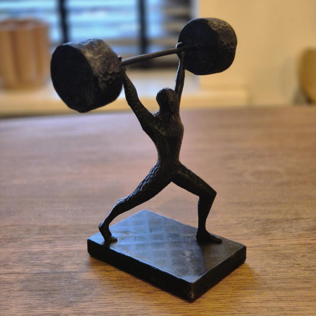 Unique Abstract Figurine - Weightlifter gift bookshelf home desk decor