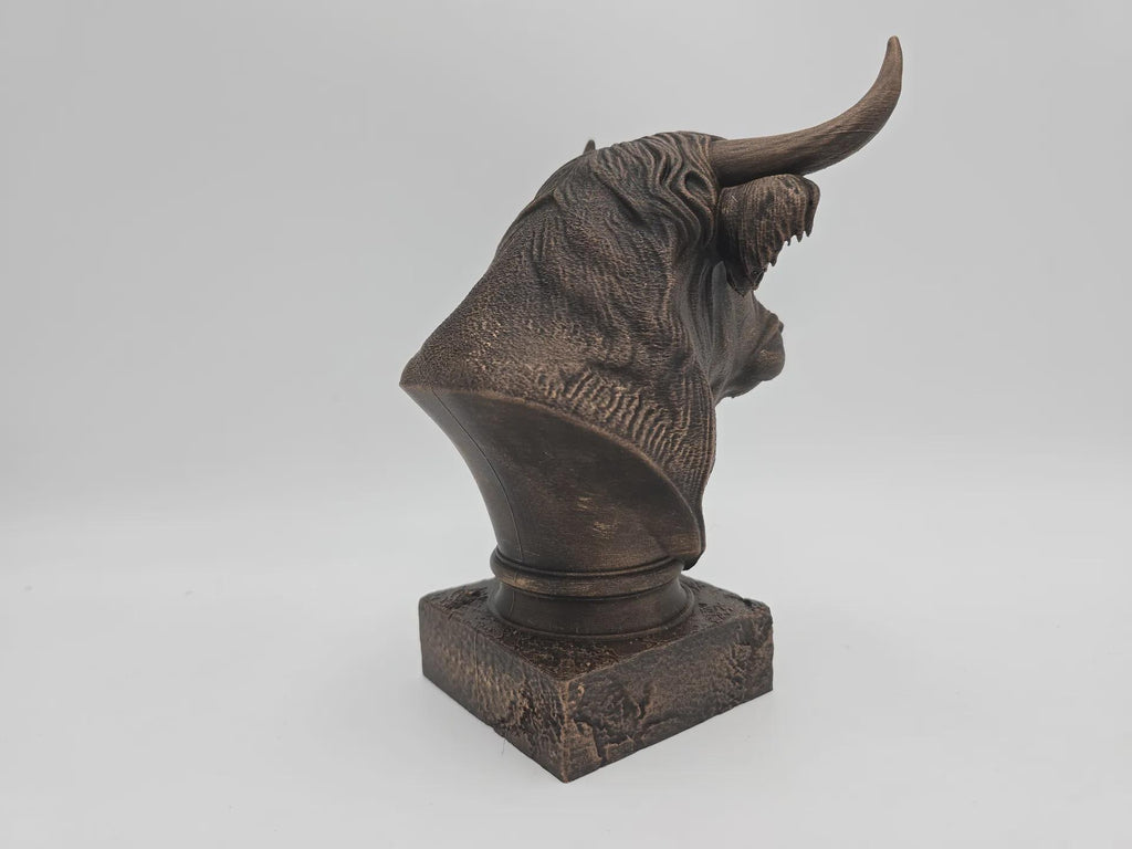 Bust of highland cow statue - home decor cow lover handpainted ornament