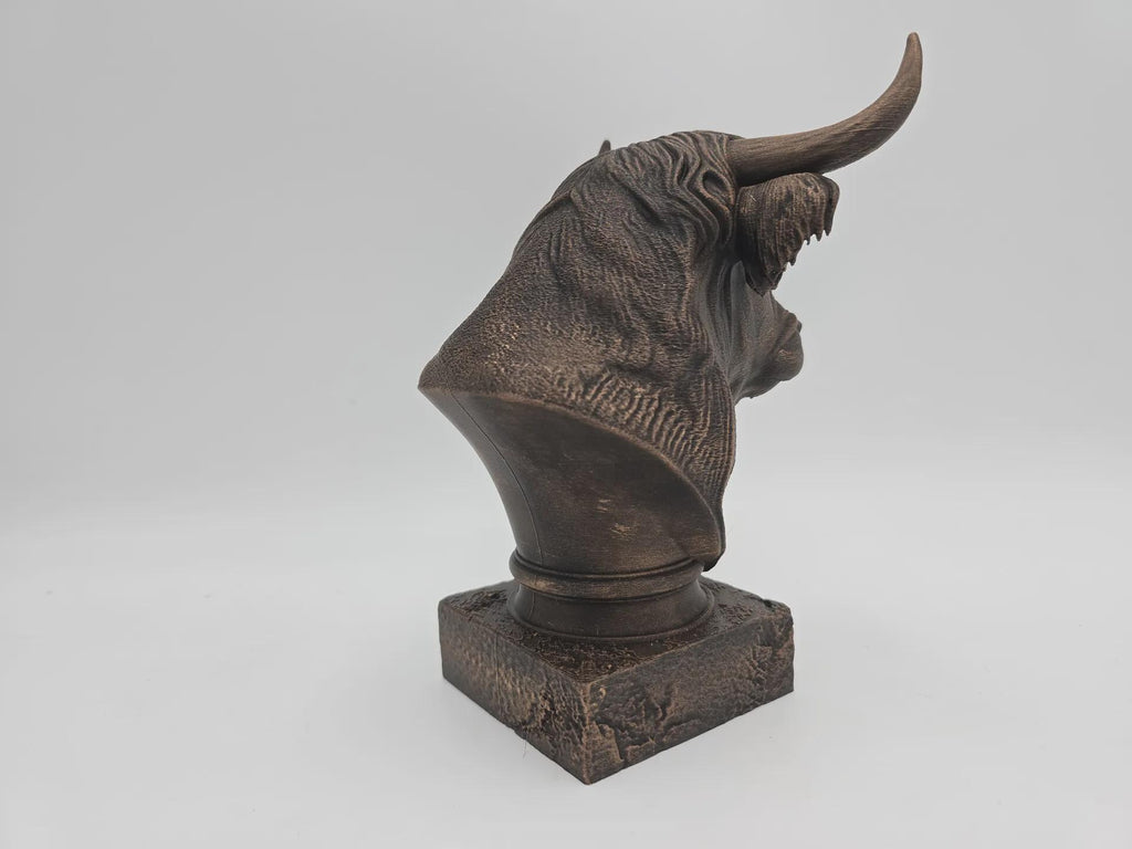 Bust of highland cow statue - home decor cow lover handpainted ornament