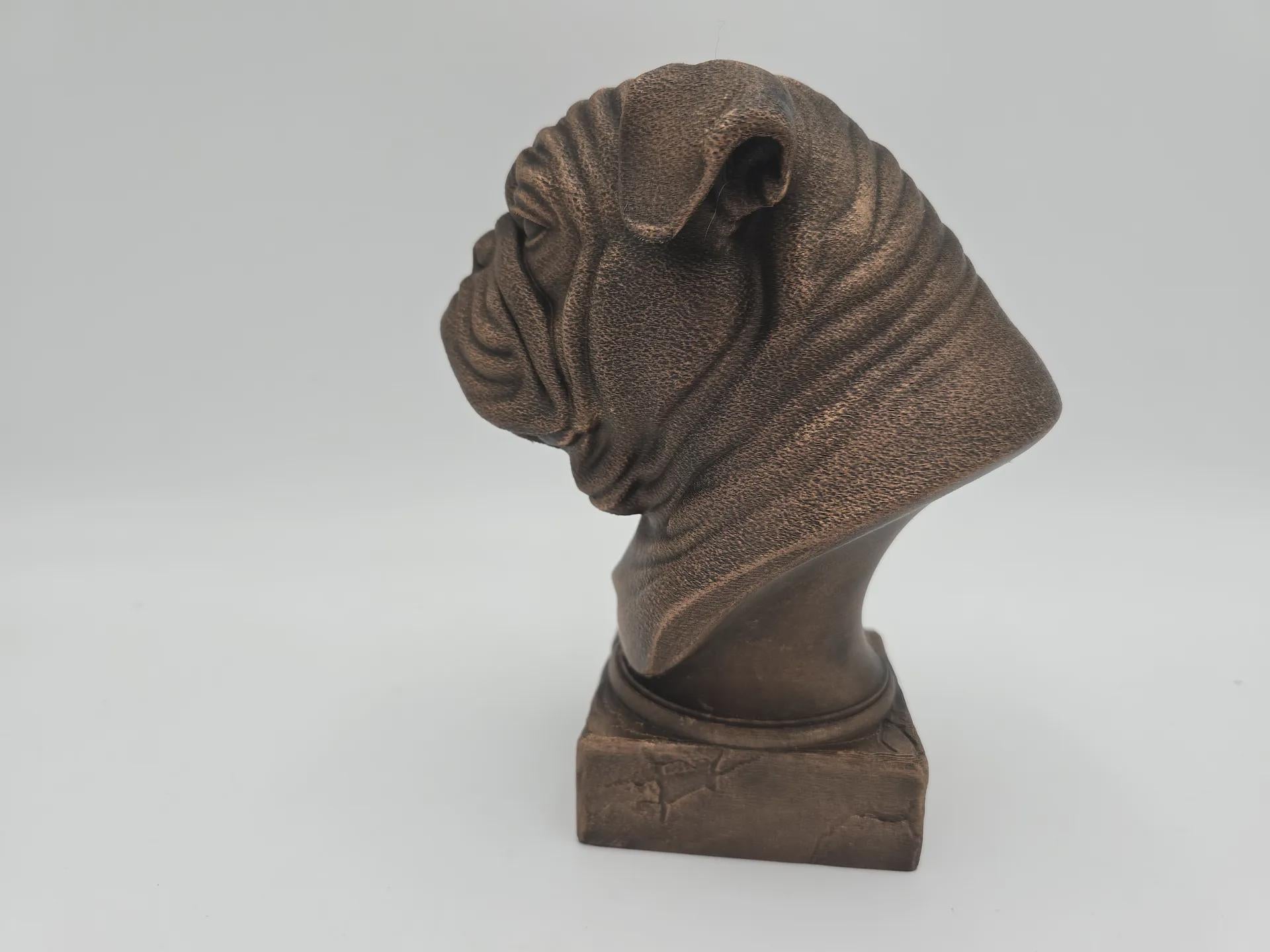 Bust of a English bulldog dog statue - home decor dog lover handpainted ornament