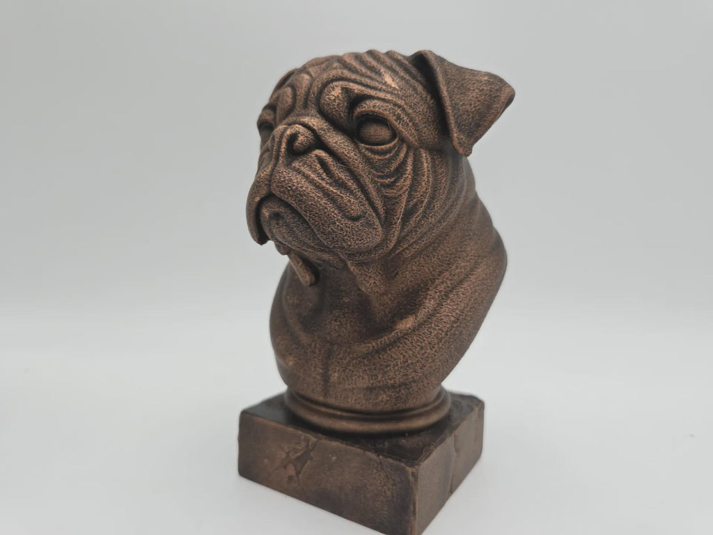 Bust of a pug dog statue - home decor dog lover handpainted ornament