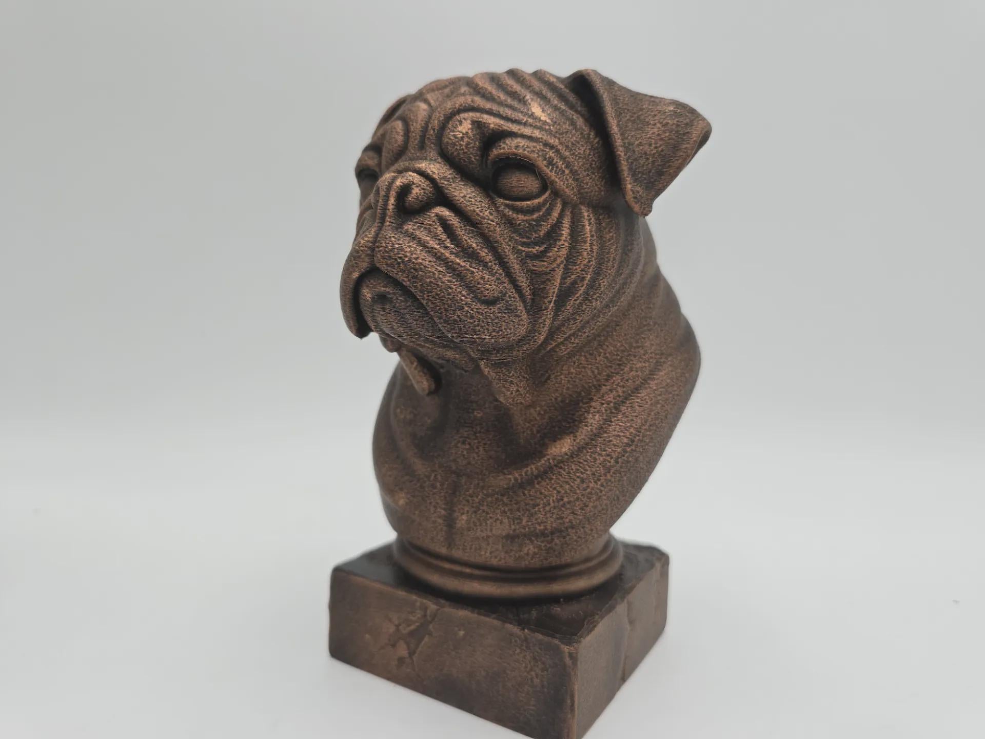 Bust of a pug dog statue - home decor dog lover handpainted ornament