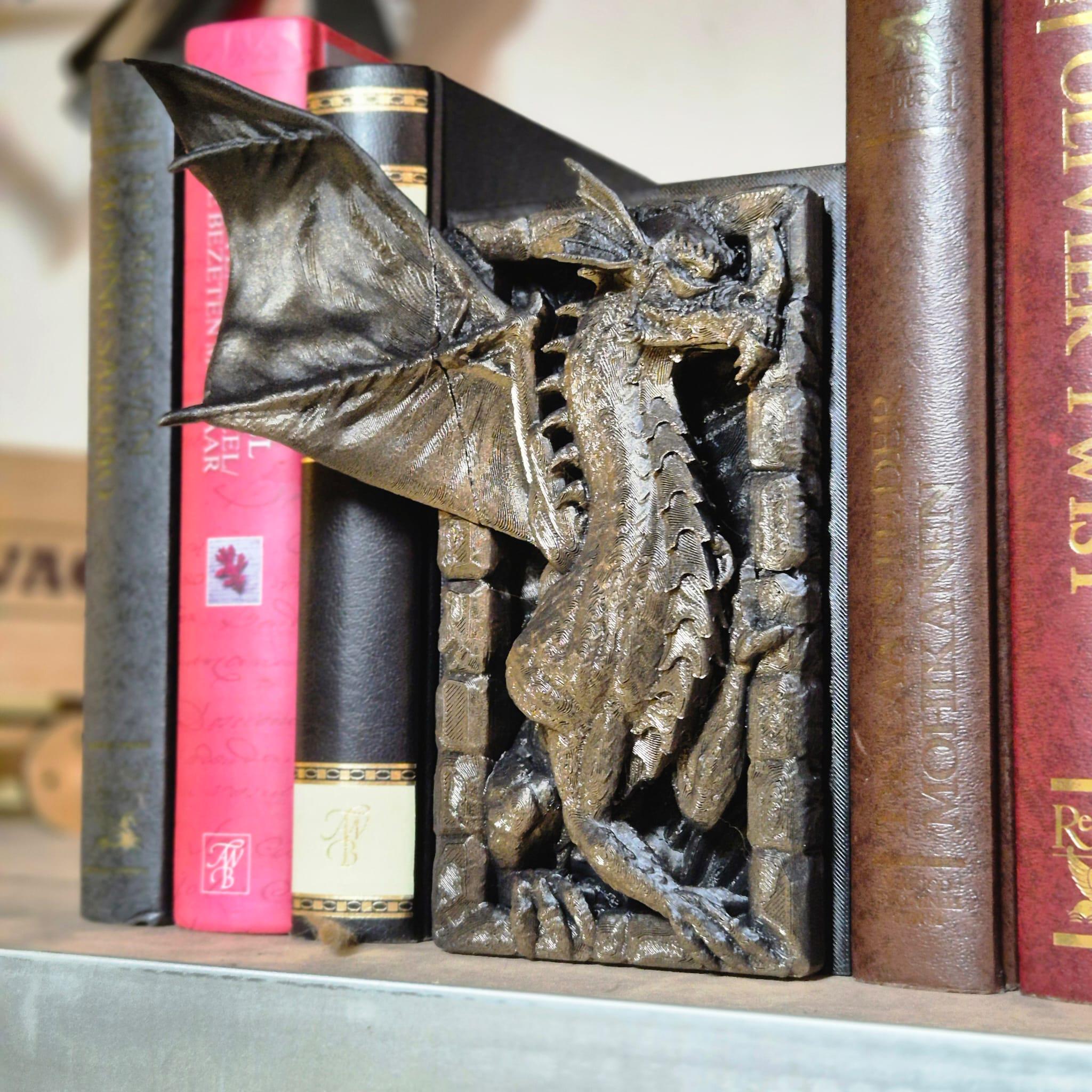 Mystical Dragon Climbing Wall Book Nook - 3D Printed