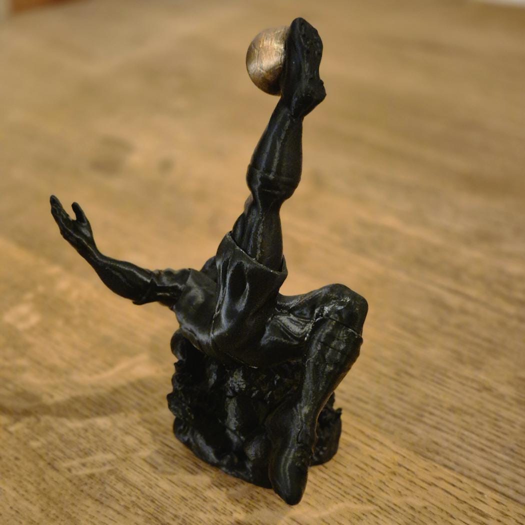 Football Player Shoots Stunning Bicycle Kick - Dynamic Sports Figurine