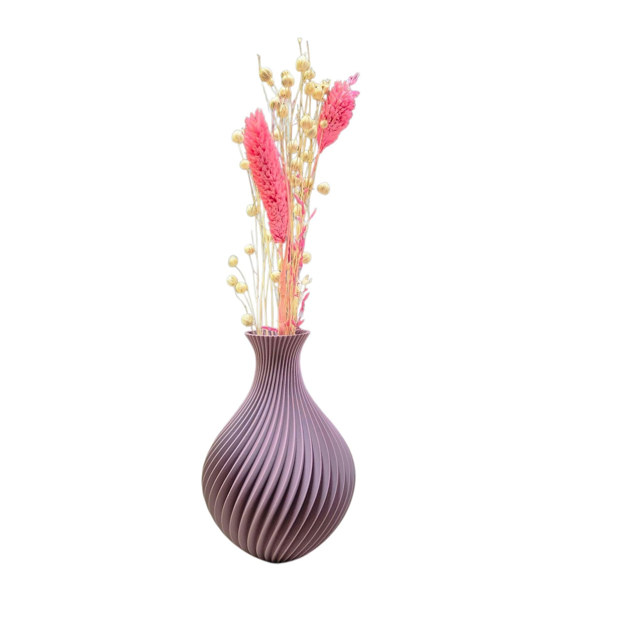 Modern 3D Printed Vase – 13cm Tall Decorative Spiral Vase for Dried Flowers or Minimalist Home Decor