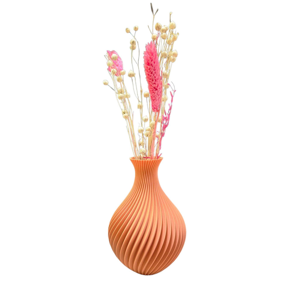 Modern 3D Printed Vase – 13cm Tall Decorative Spiral Vase for Dried Flowers or Minimalist Home Decor