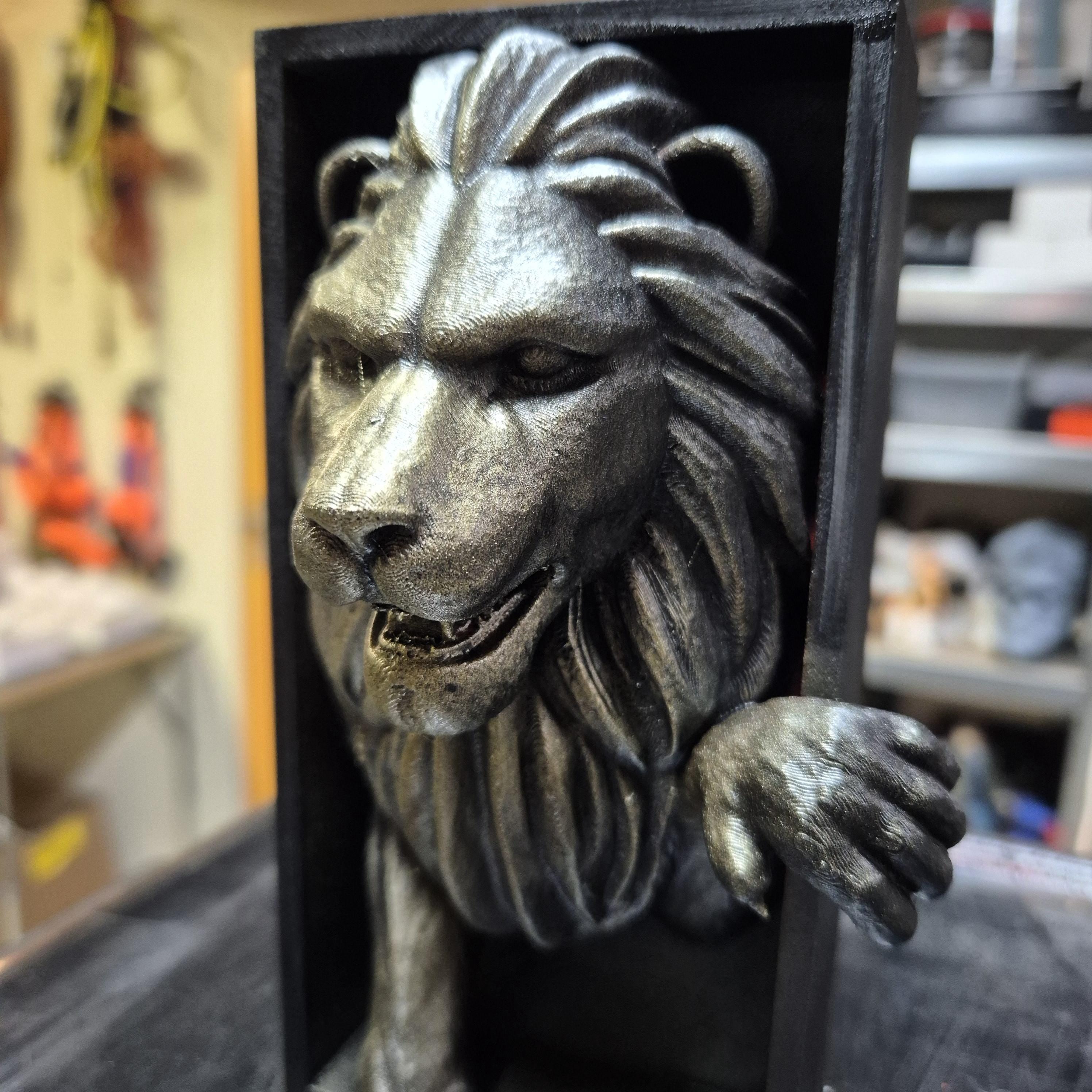 Unique Handcrafted Lion Book Nook | Mystical Lion Bookend | Fantasy Bookshelf Decor