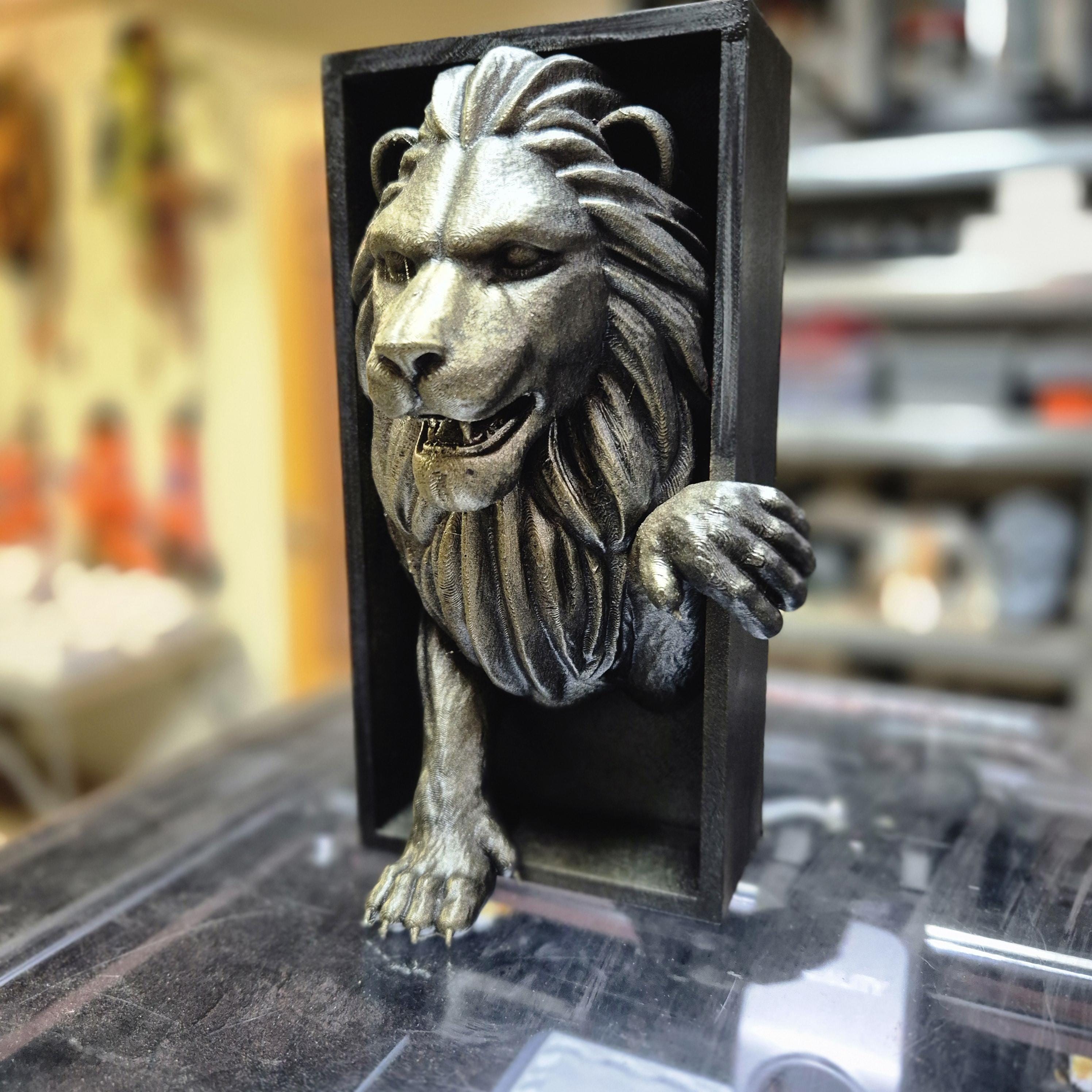 Unique Handcrafted Lion Book Nook | Mystical Lion Bookend | Fantasy Bookshelf Decor
