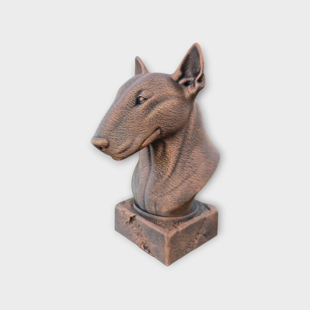 Bust of a Bull Terrier Dog Statue - Hand-Painted Home Decor Dog Lover Gift for Him or Her Ornament