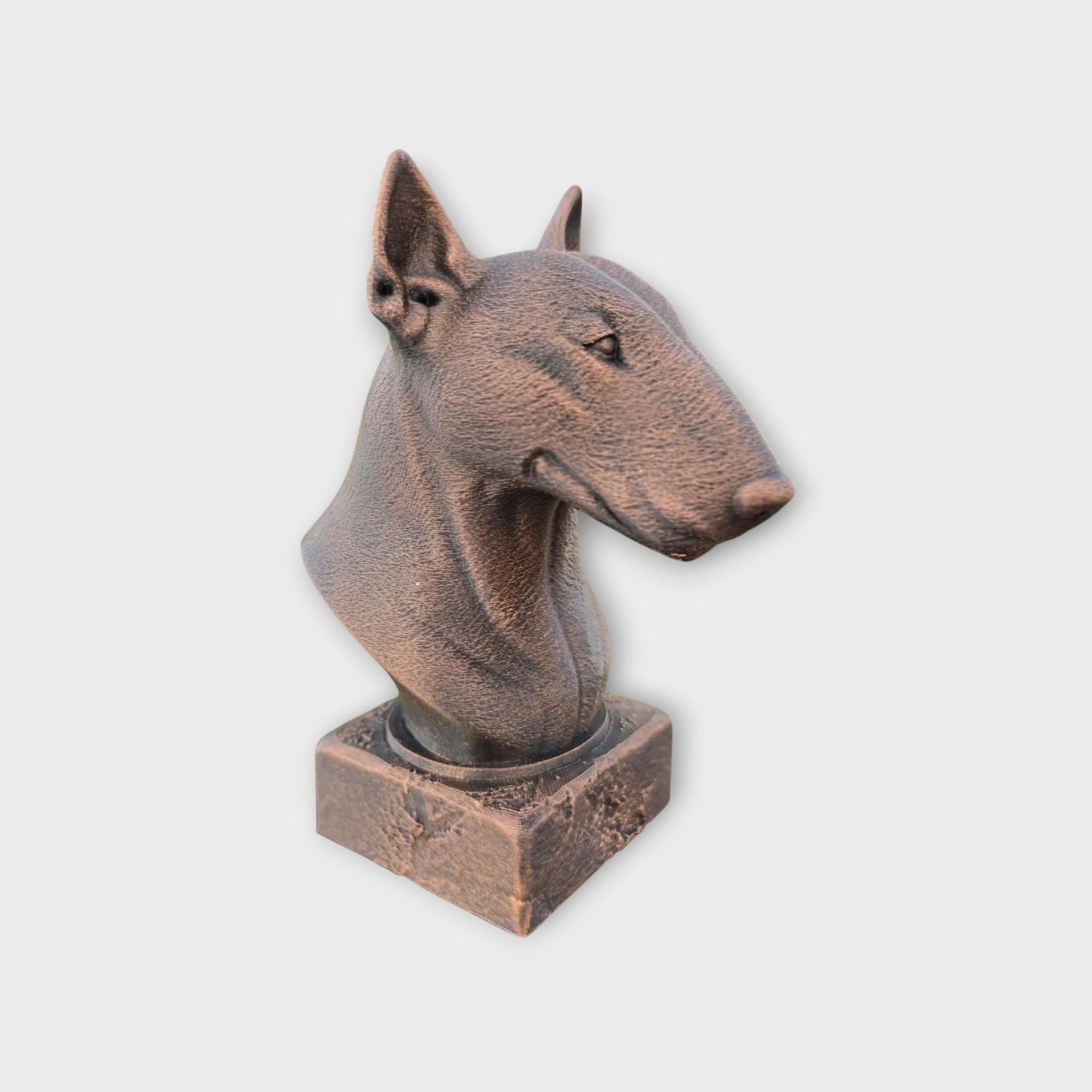 Bust of a Bull Terrier Dog Statue - Hand-Painted Home Decor Dog Lover Gift for Him or Her Ornament