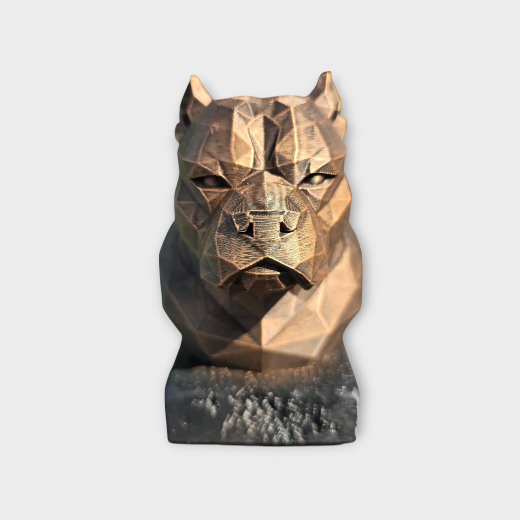 Bust of an American Bully Low Poly Bust dog statue - hand-painted home decor dog lover gift him her ornament