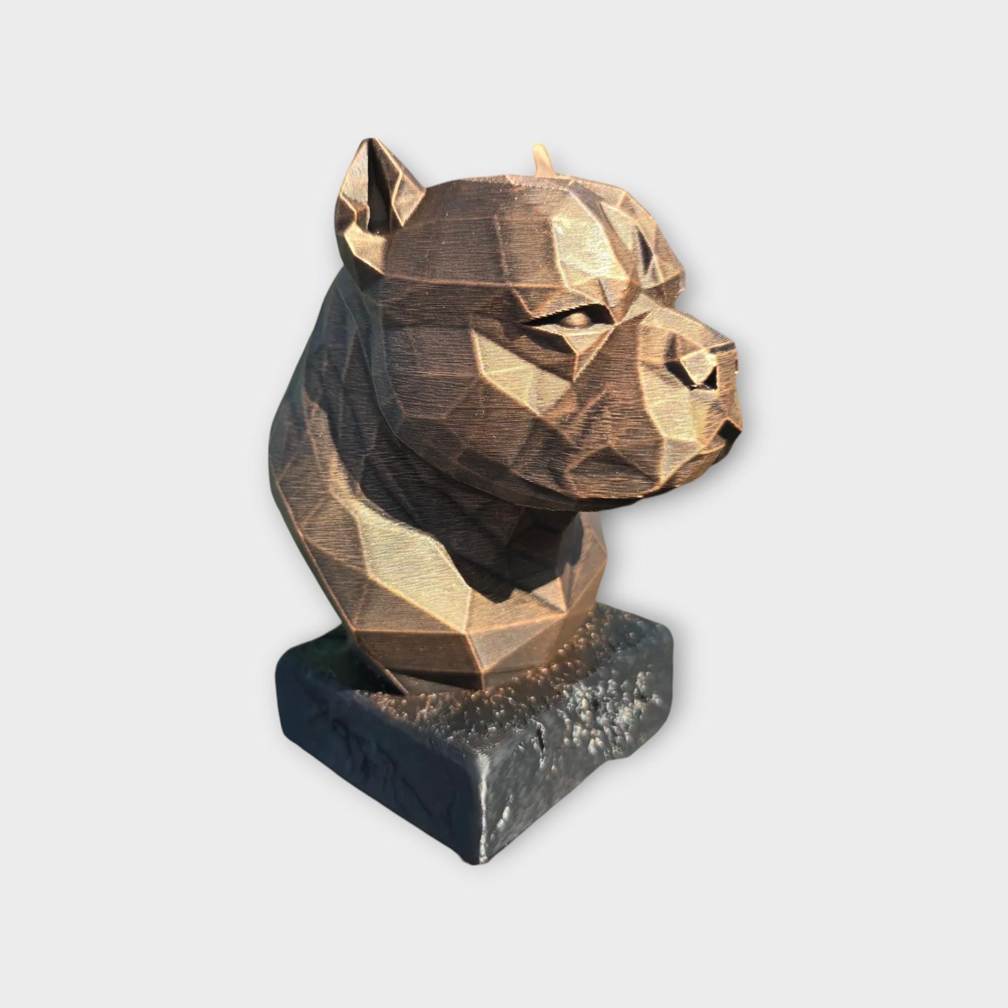 Bust of an American Bully Low Poly Bust dog statue - hand-painted home decor dog lover gift him her ornament
