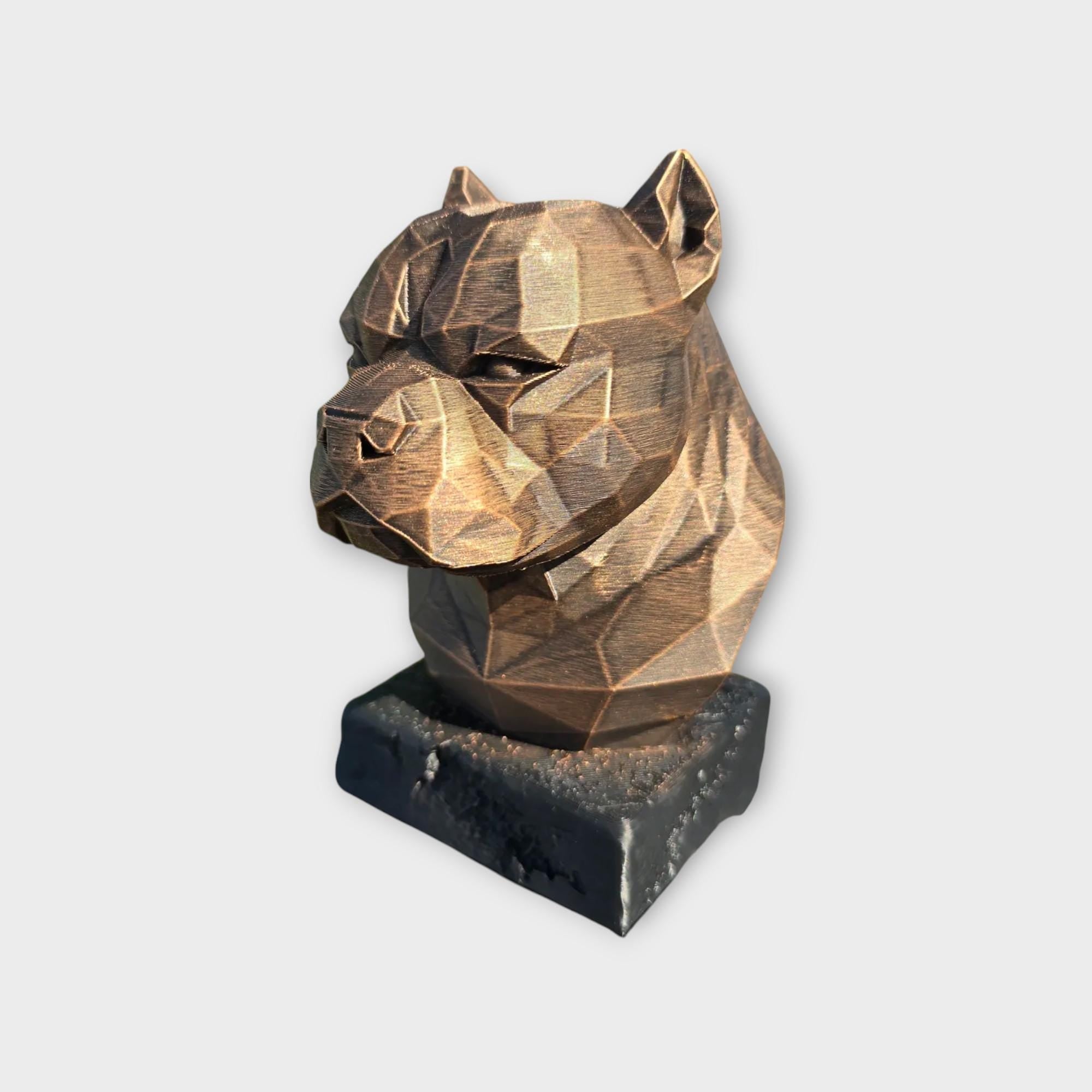 Bust of an American Bully Low Poly Bust dog statue - hand-painted home decor dog lover gift him her ornament