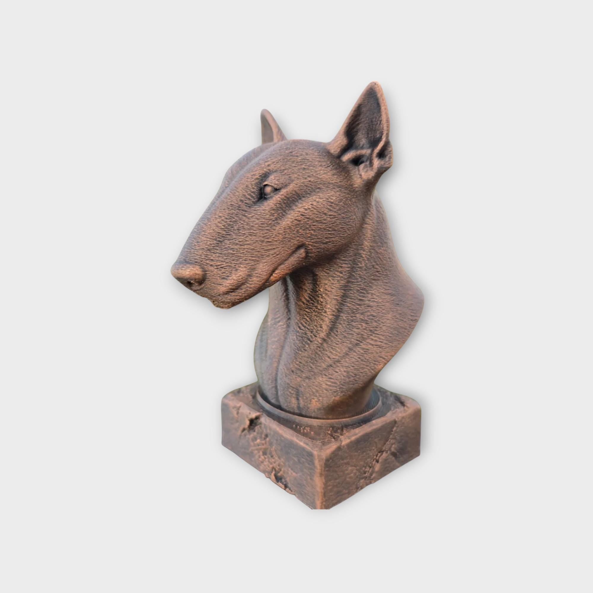 Bust of a Bull Terrier Dog Statue - Hand-Painted Home Decor Dog Lover Gift for Him or Her Ornament