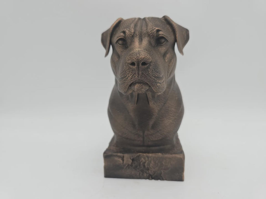 Büste einer Dogo Argentino Hundestatue - handbemalt Wohndeko Hundeliebhaber Geschenk für ihn oder sie Ornament