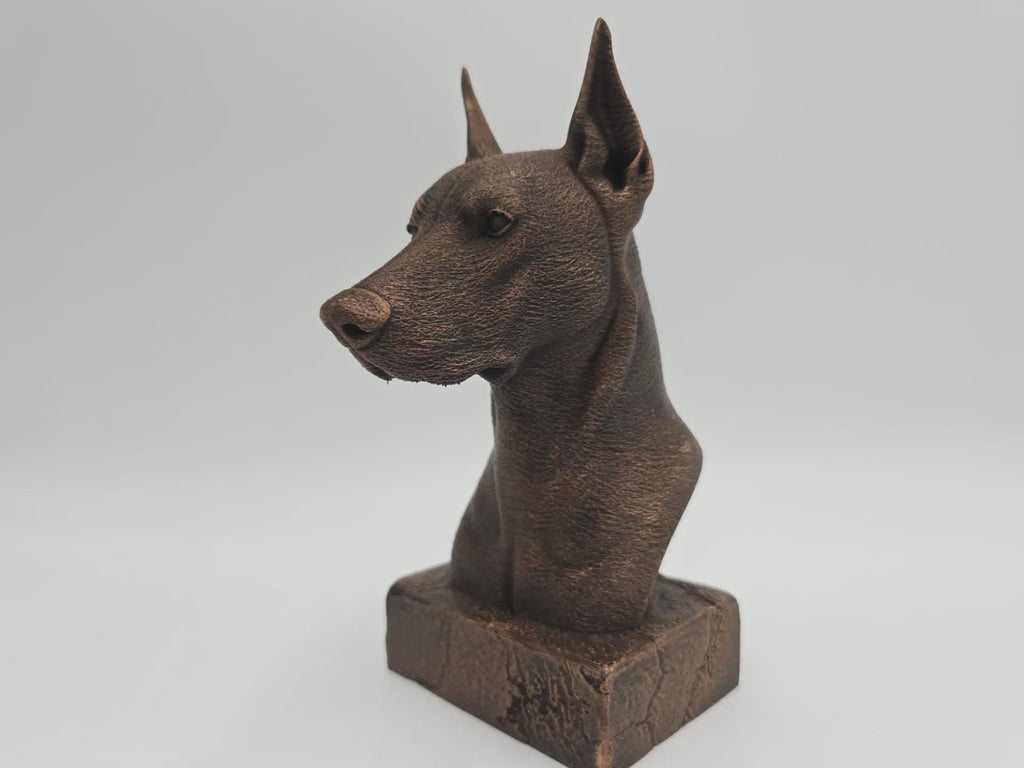 Büste einer Dobermann-Statue – handbemaltes Wohndekor, Hundeliebhaber, Geschenk für ihn oder sie, Ornament