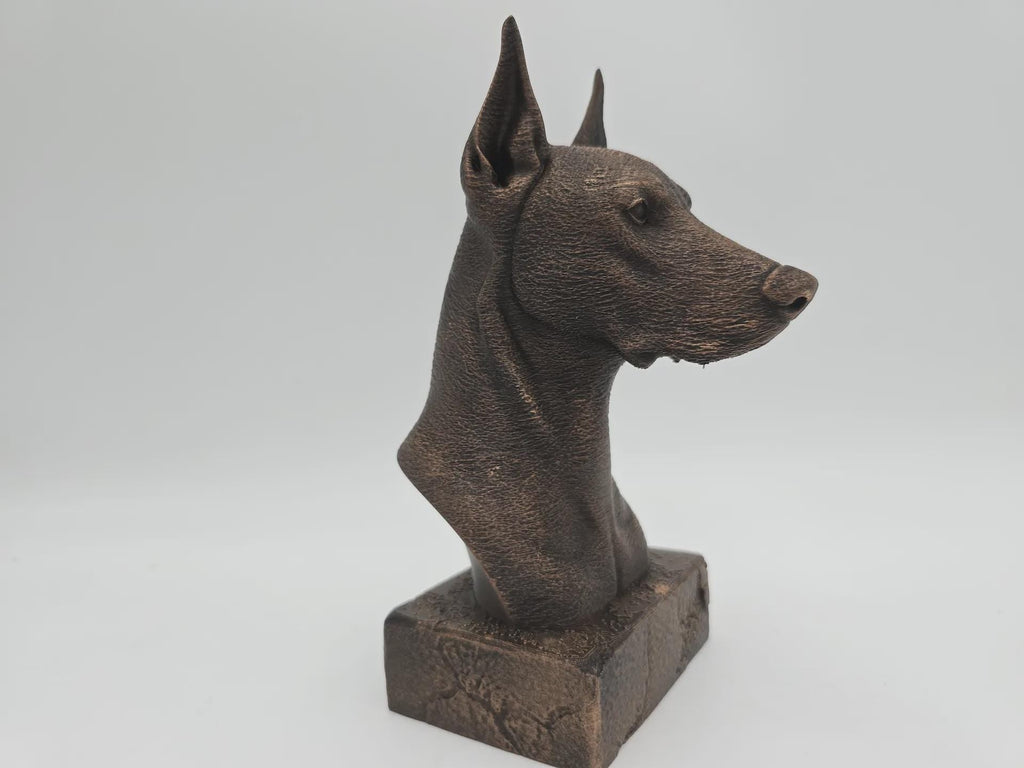 Büste einer Dobermann-Statue – handbemaltes Wohndekor, Hundeliebhaber, Geschenk für ihn oder sie, Ornament
