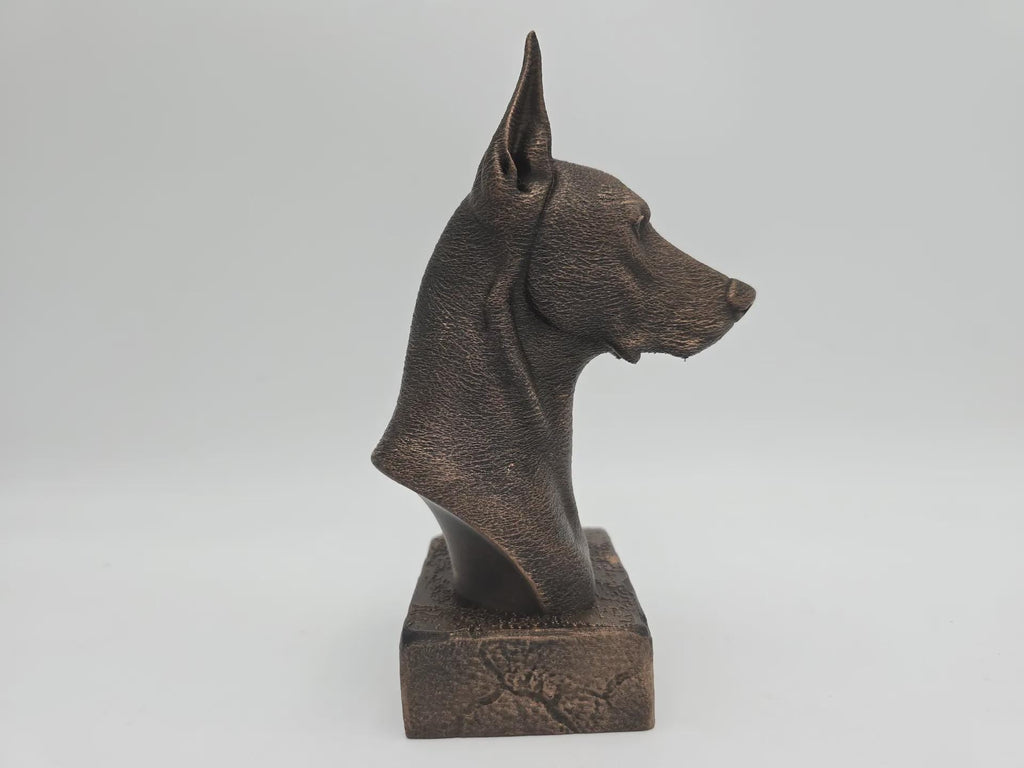 Büste einer Dobermann-Statue – handbemaltes Wohndekor, Hundeliebhaber, Geschenk für ihn oder sie, Ornament