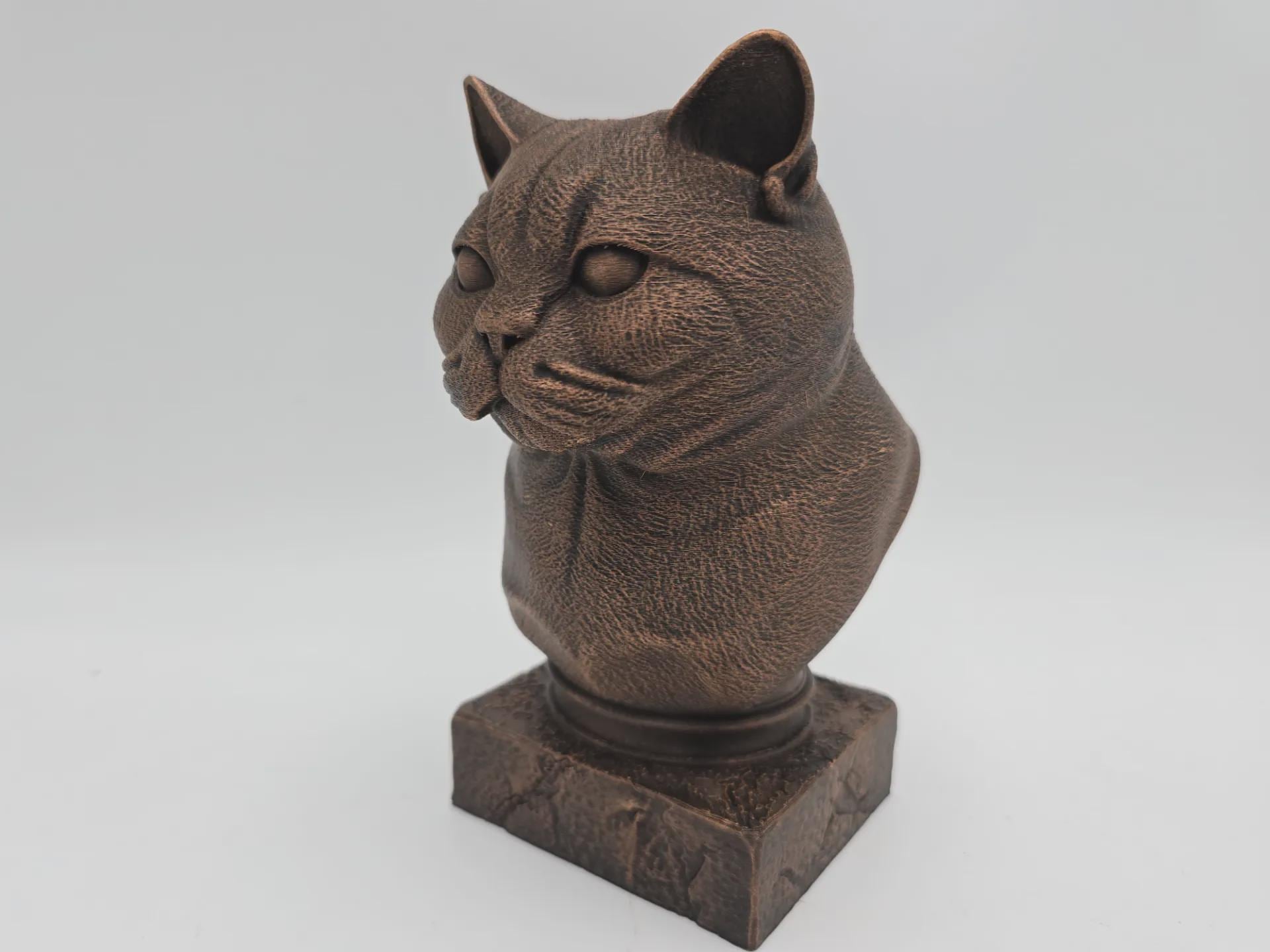 Büste einer Britisch Kurzhaar Katze Statue - Wohndeko Katzenliebhaber handbemalt Ornament