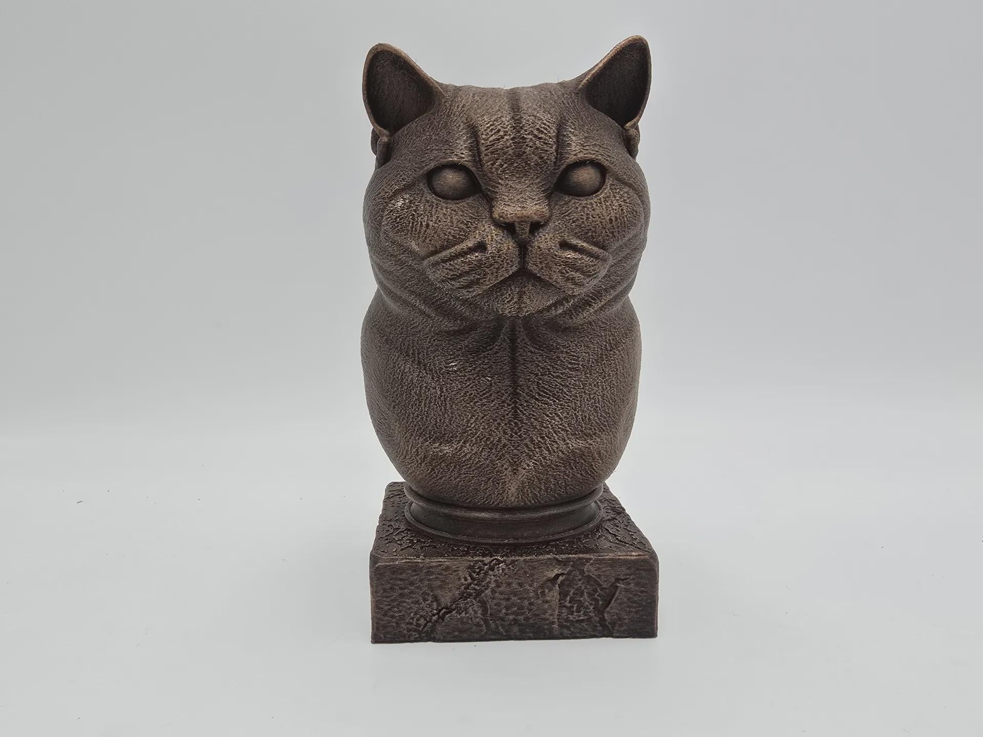 Büste einer Britisch Kurzhaar Katze Statue - Wohndeko Katzenliebhaber handbemalt Ornament