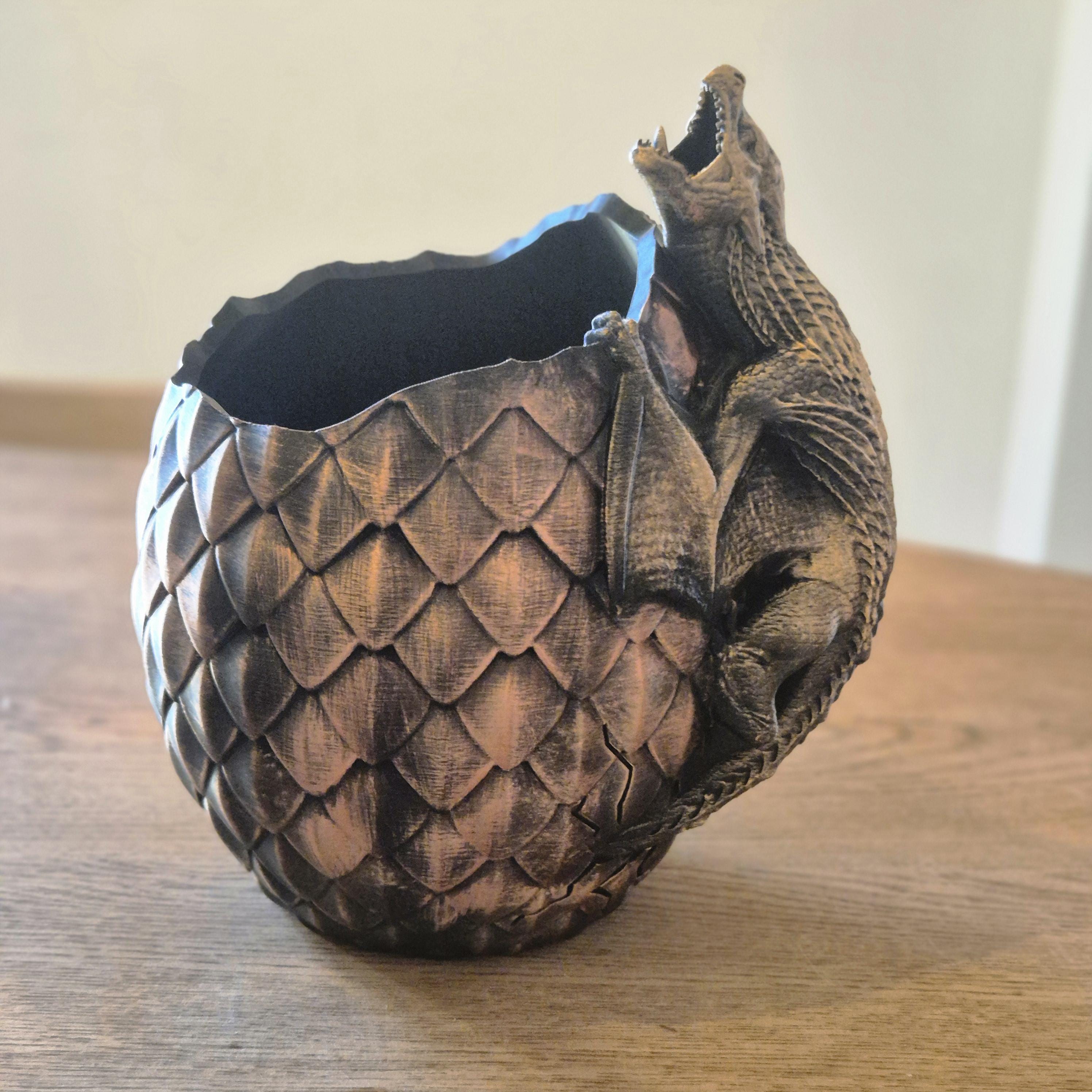 Dragon on dragon egg plant vase