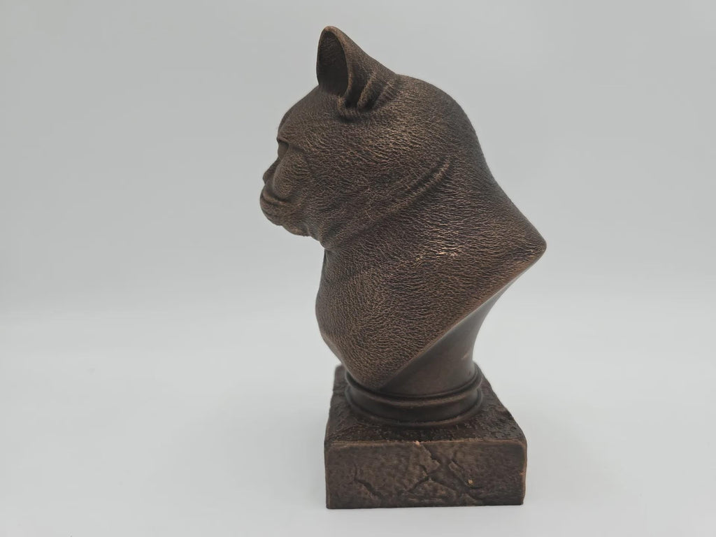 Büste einer Britisch Kurzhaar Katze Statue - Wohndeko Katzenliebhaber handbemalt Ornament