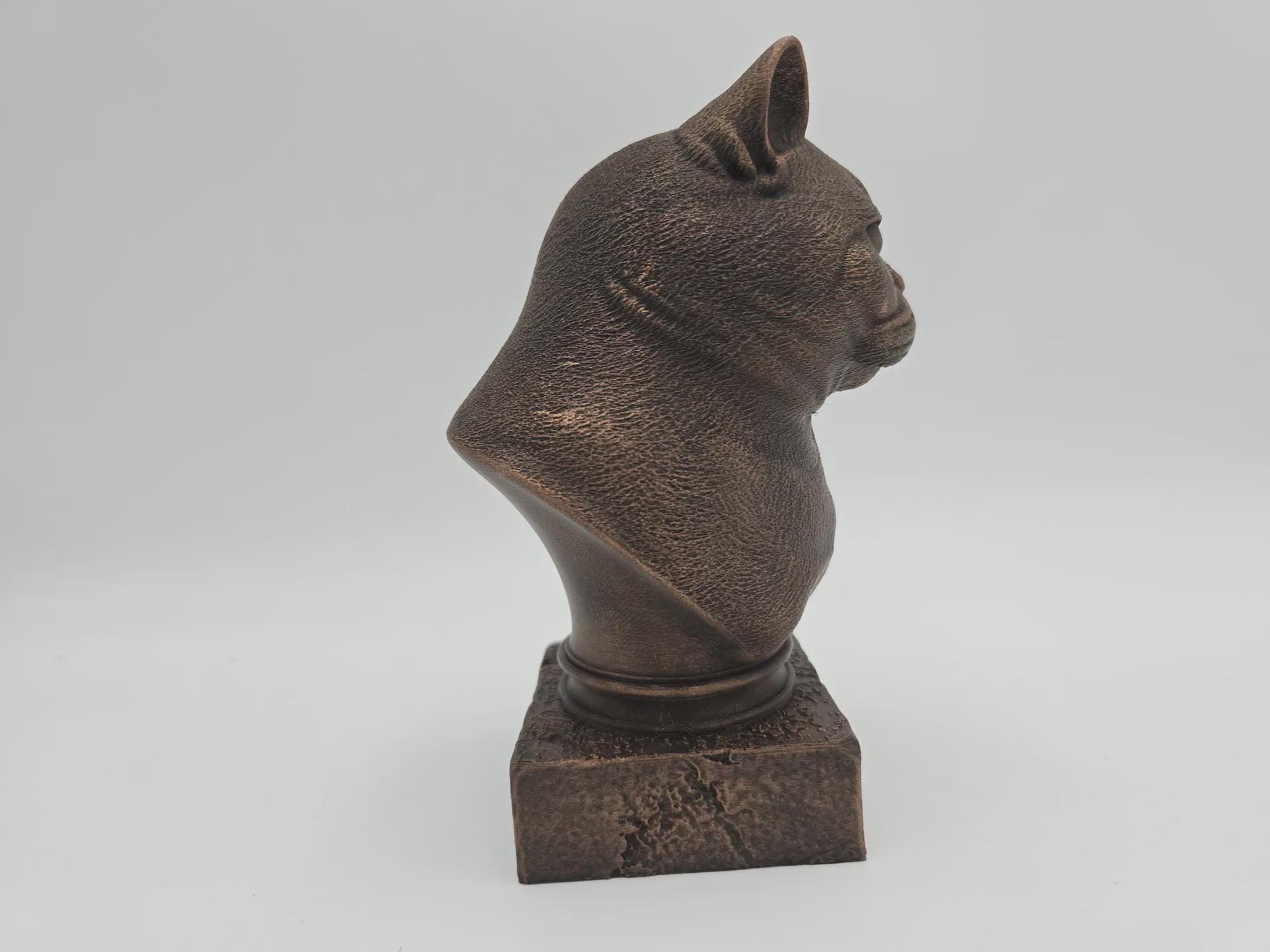 Büste einer Britisch Kurzhaar Katze Statue - Wohndeko Katzenliebhaber handbemalt Ornament