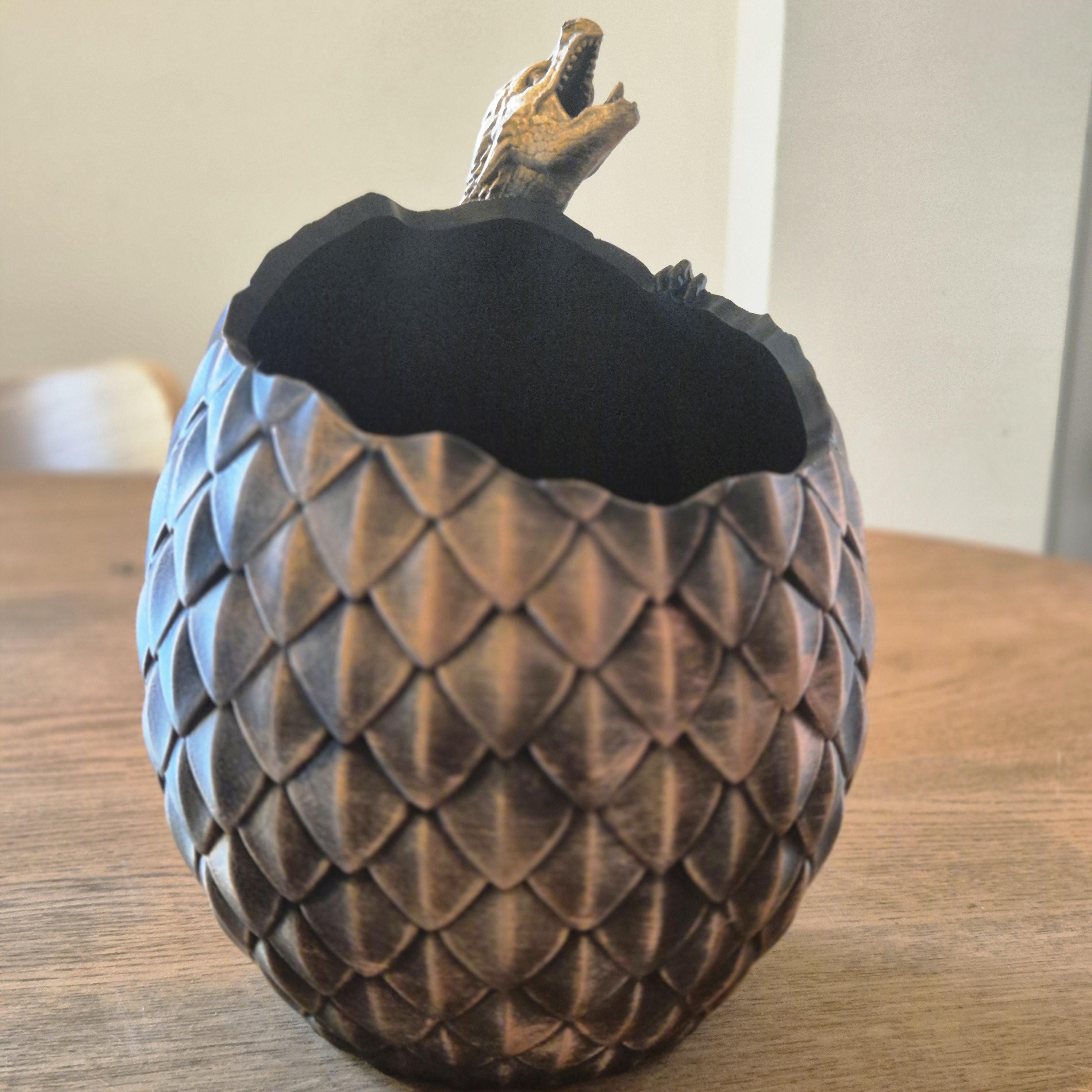 Dragon on dragon egg plant vase