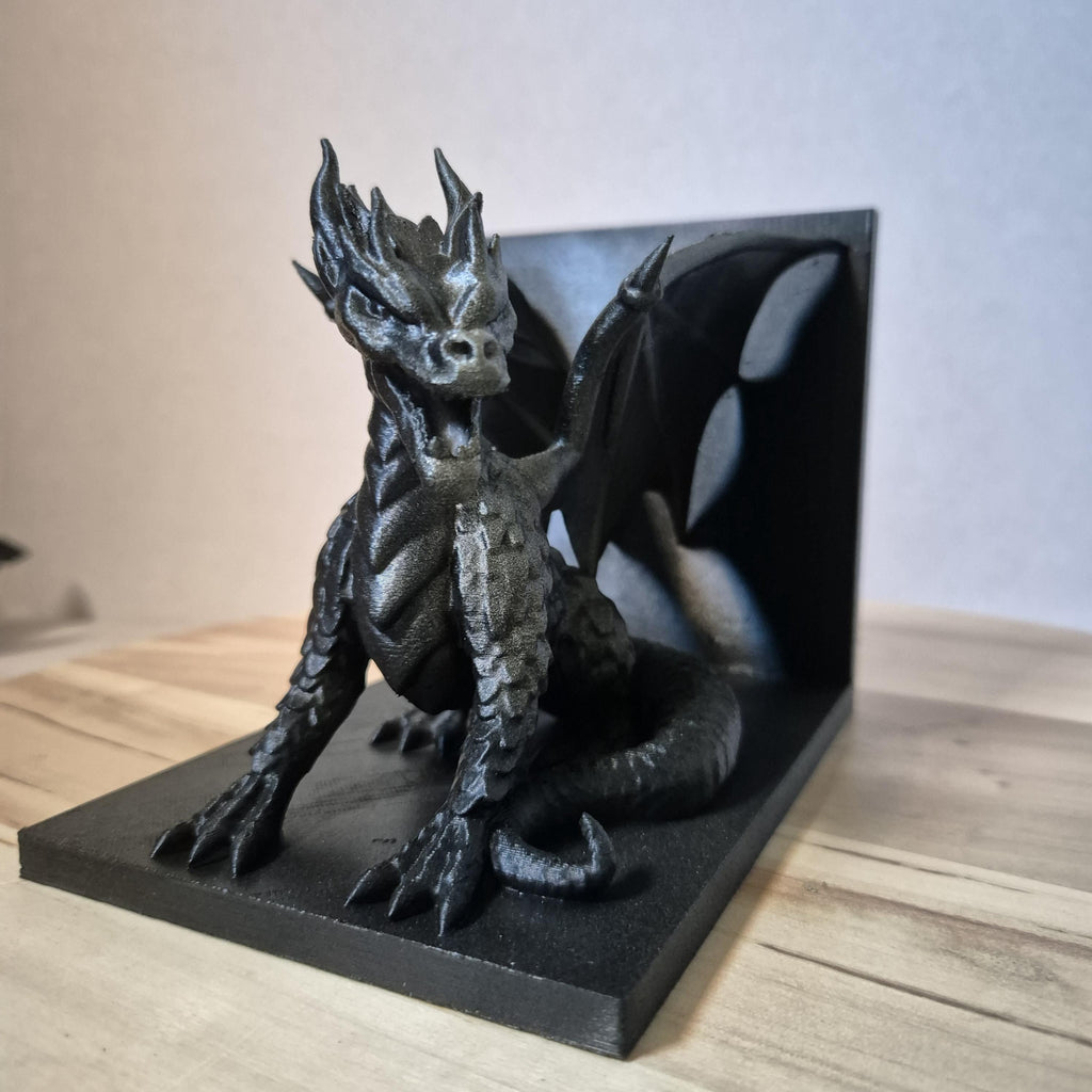 Mystische Drachen-Buchstütze – 20 x 12 x 12 cm – Einzigartiges und funktionales Dekor