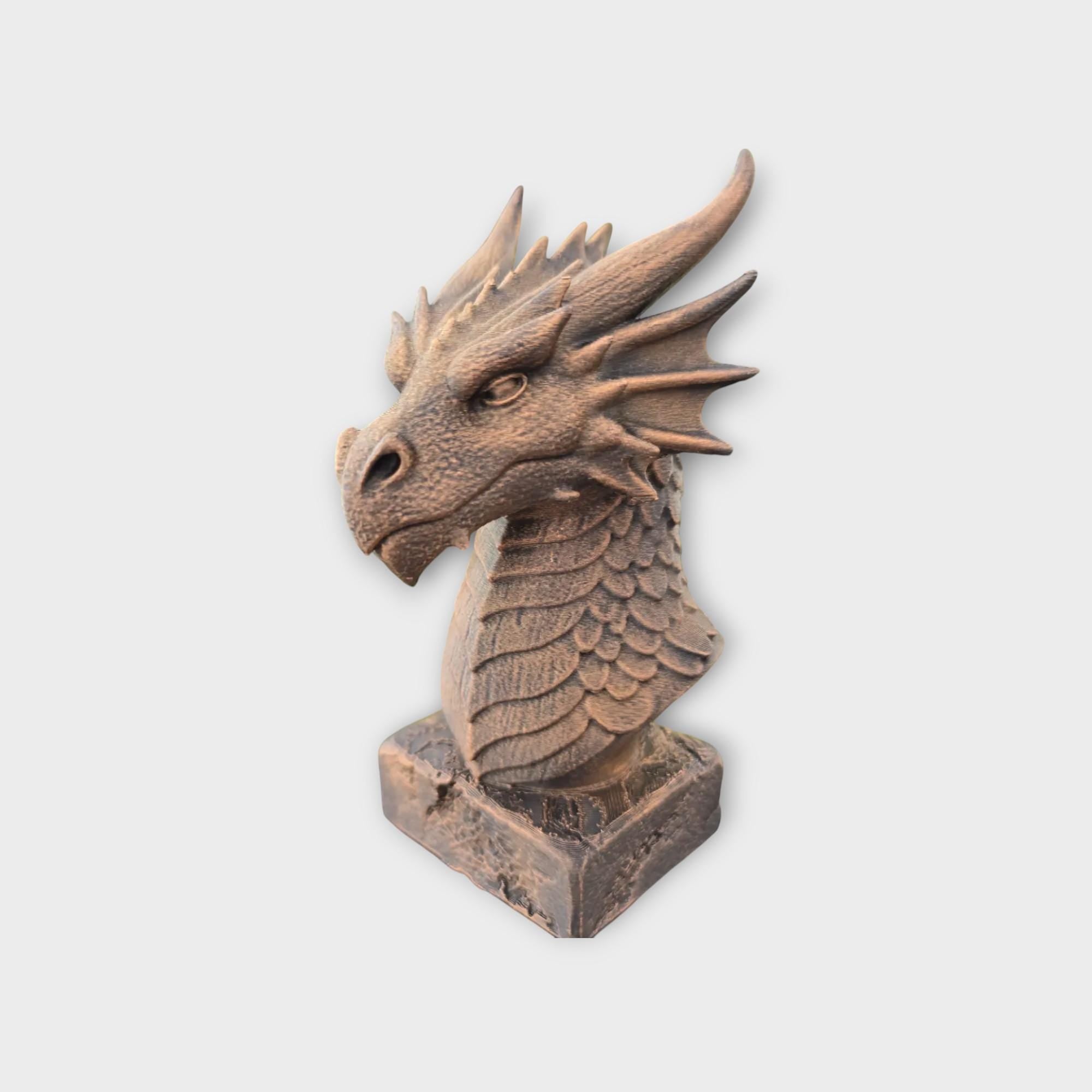 Büste einer Drachenstatue - Wohndeko Fantasy Liebhaber Geschenk ihm ihr handbemaltes Ornament